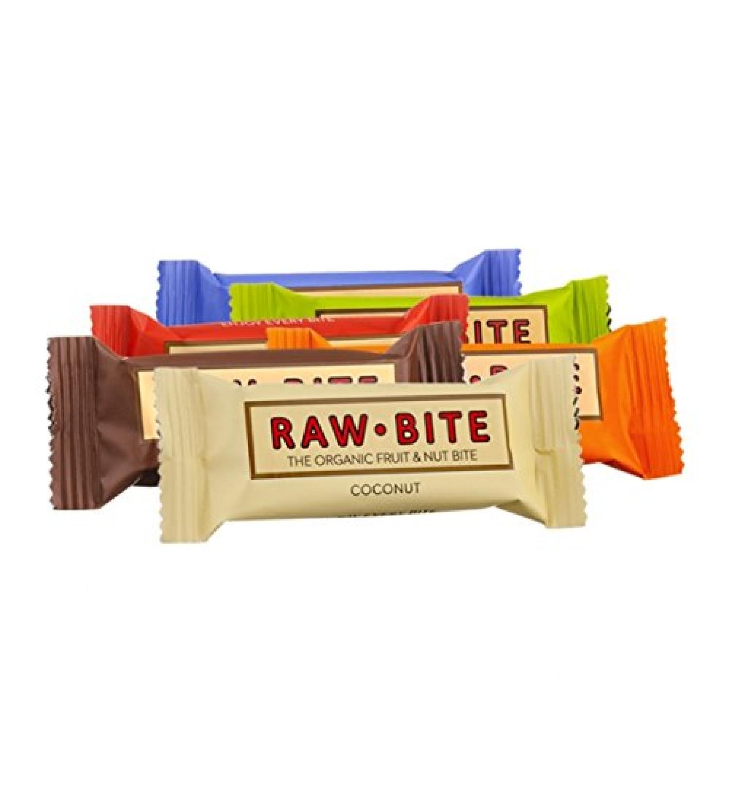 Organic Rawbite raw food bars - MixBox mixed box 12x50g bars (vegan organic raw sugar & gluten free fruity)