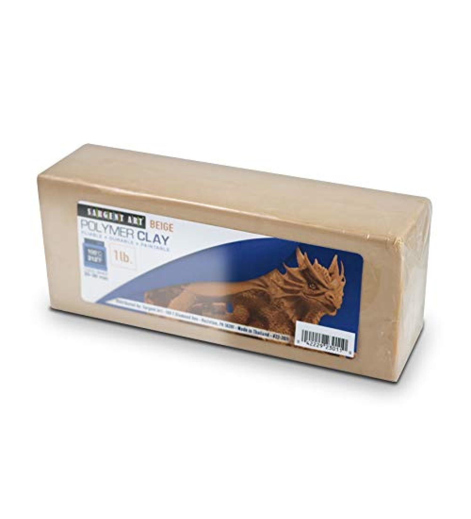 Sargent Art Polymer Beige Baking Clay  1 pound block  Easy to Use and Soften  Safe & Non-Toxic  Used for all types of Clay Sculpting Projects & Crafts