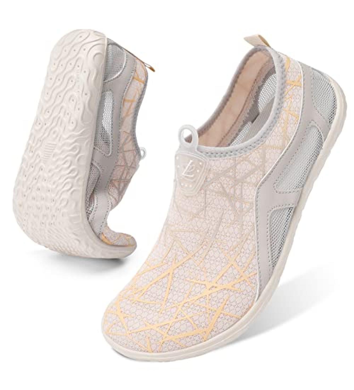 LeIsfIt Unisex Water Shoes - Quick-Dry Aqua Socks for Beach, Pool, Surf - Beige - Size 8-9 Women/6.5-7 Men - Buy Online on SooperMarket.com