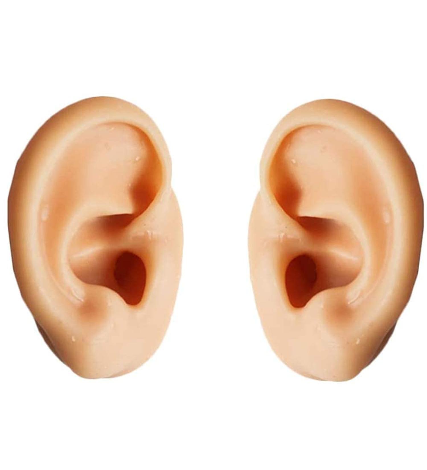 Ear Model - Silicone Acupuncture Ear Practice Model - for Jewelry Display Film Prop or 3D Sound (1 Pair) Flesh