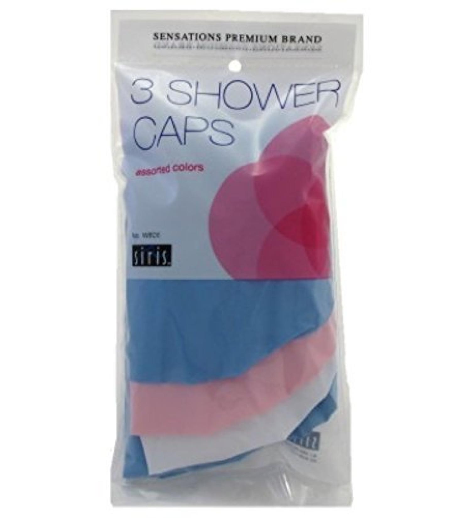 Siris 3 Shower Caps Assorted Colors (3 Pack)