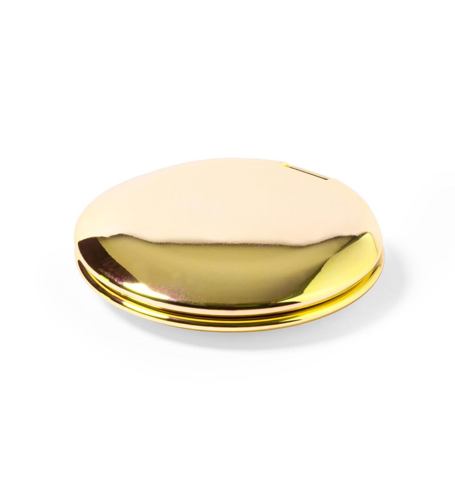 eBuyGB Gold Metallic Compact Makeup Mirror Small 1X/2X Magnifying Round Double Sided Pocket Mirror Portable Folding Mirror for Travel Birthday