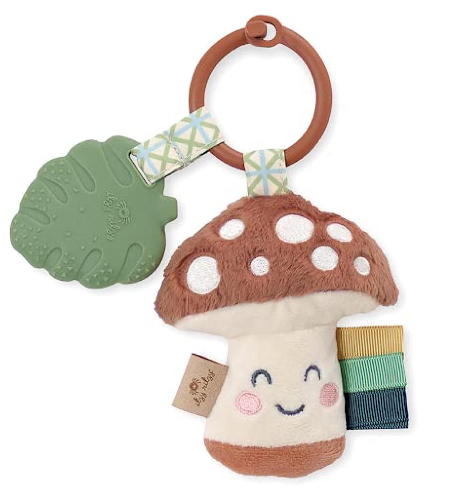 Itzy Ritzy Itzy Pal Infant Toy & Teether with Crinkle Sound, Textured Ribbons & Silicone Mushroom Teether - Buy Online on SooperMarket.com