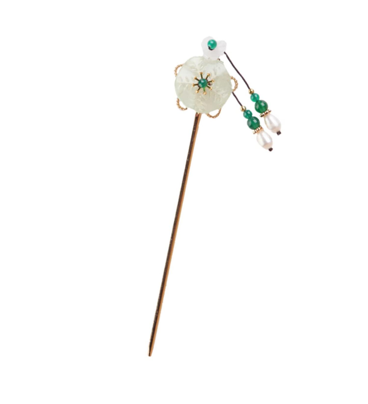 Mikinona Antique Hairpin Green Hair Clips Hanfu Girls Headwear Green Vintage Hairpin Chinese Handmade Hair Accessories Retro Chinese Stylish Clips Retro Hair Pin Copper Bride Walk - Buy Online on SooperMarket.com