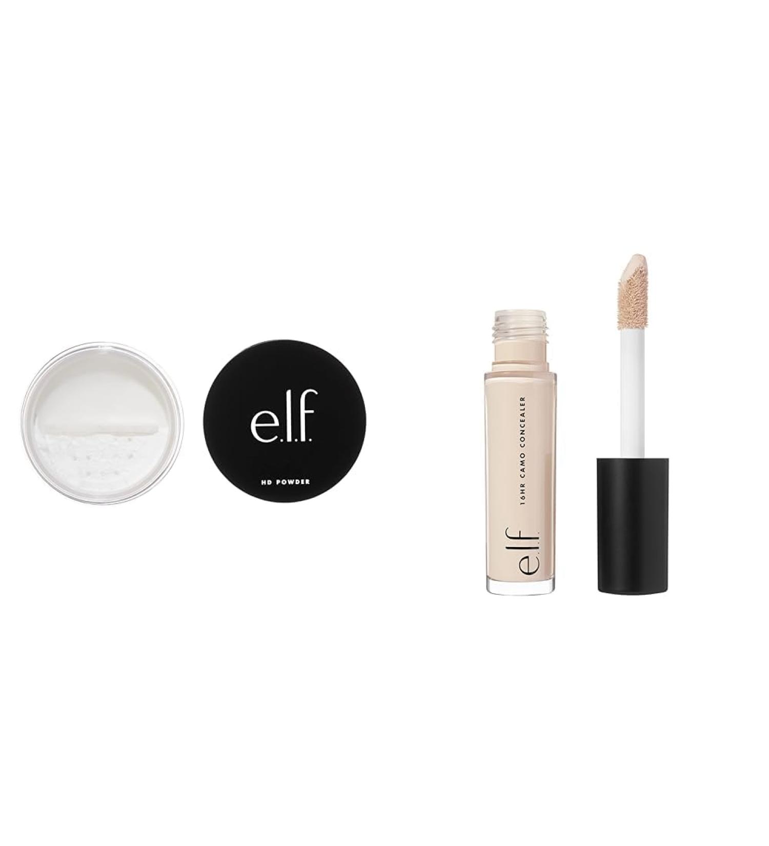 e.l.f. High Definition Powder and 16HR Camo Concealer (Light Ivory) Bundle Translucent Powder + Concealer - Buy Online on SooperMarket.com