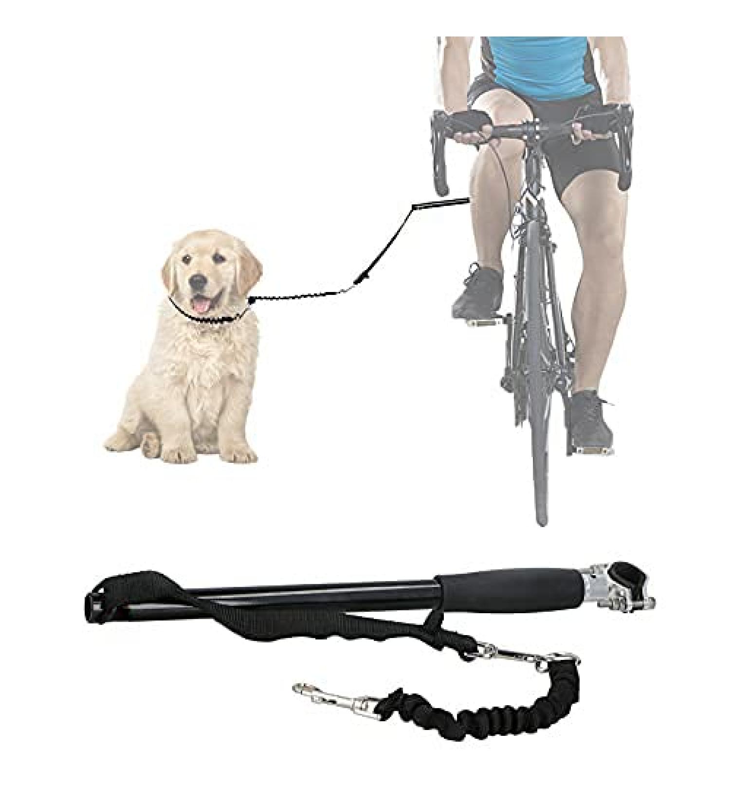 Hands-Free Dog Bicycle Leash for Training & Jogging | Ifcow Black Bike Leash for Dogs - Distance Holder & Coach - Buy Online on SooperMarket.com