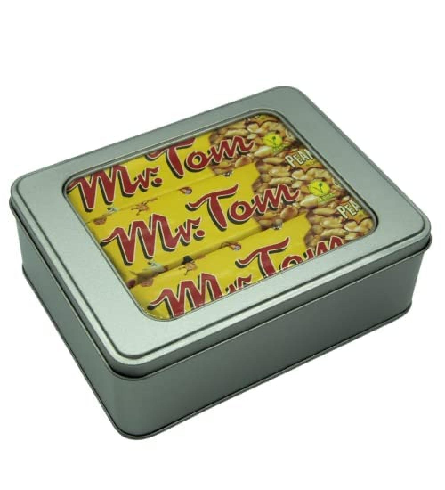 Mr Tom Peanut Brittle Bars Nut Vegan Hamper x 12 Bars and TinTastic Silver Window Lid Refillable Tin - Buy Online on SooperMarket.com