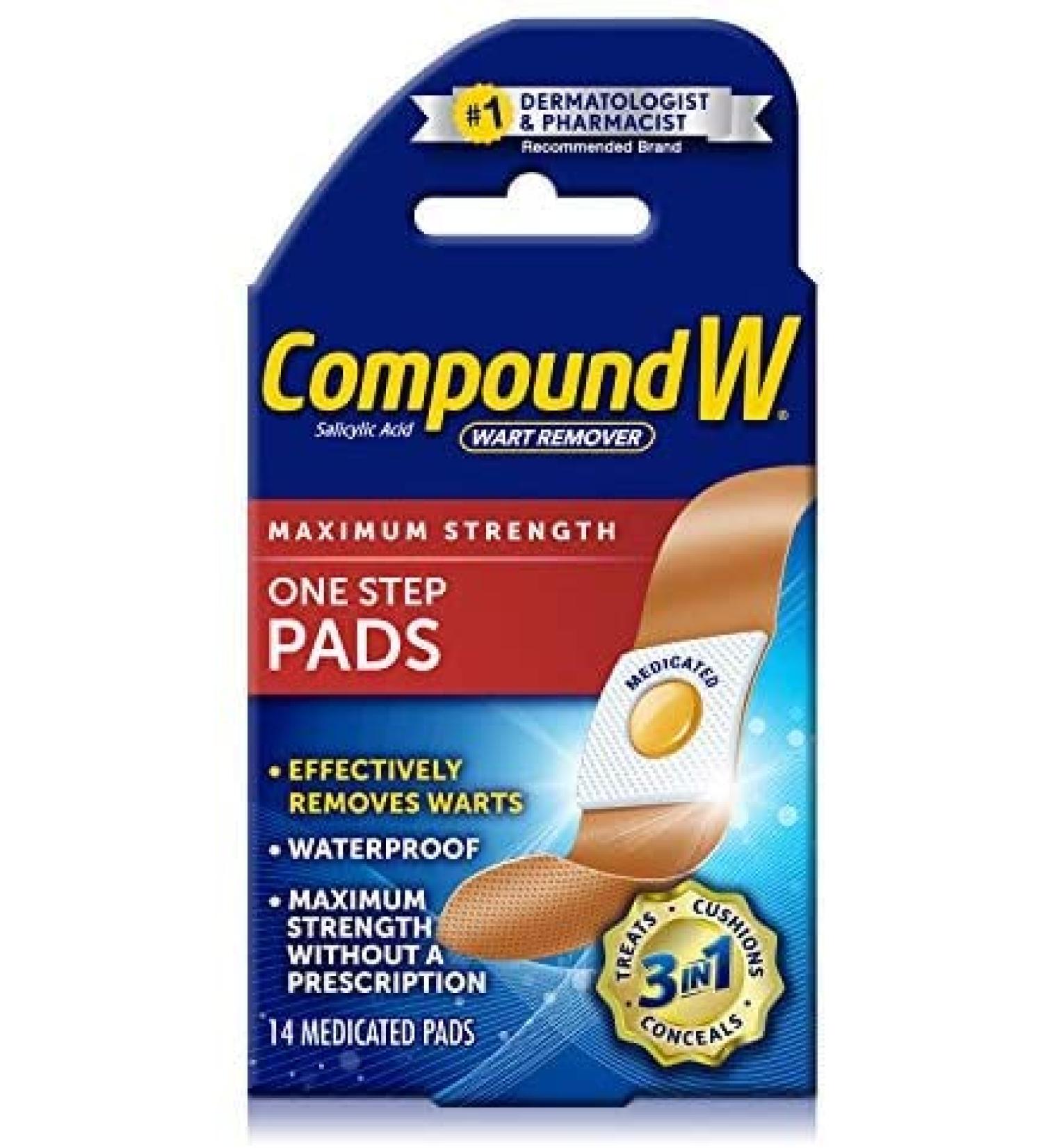 Compound W Wart Remover Pads - Maximum Strength, 14 Medicated One-Step Pads - Buy Online on SooperMarket.com