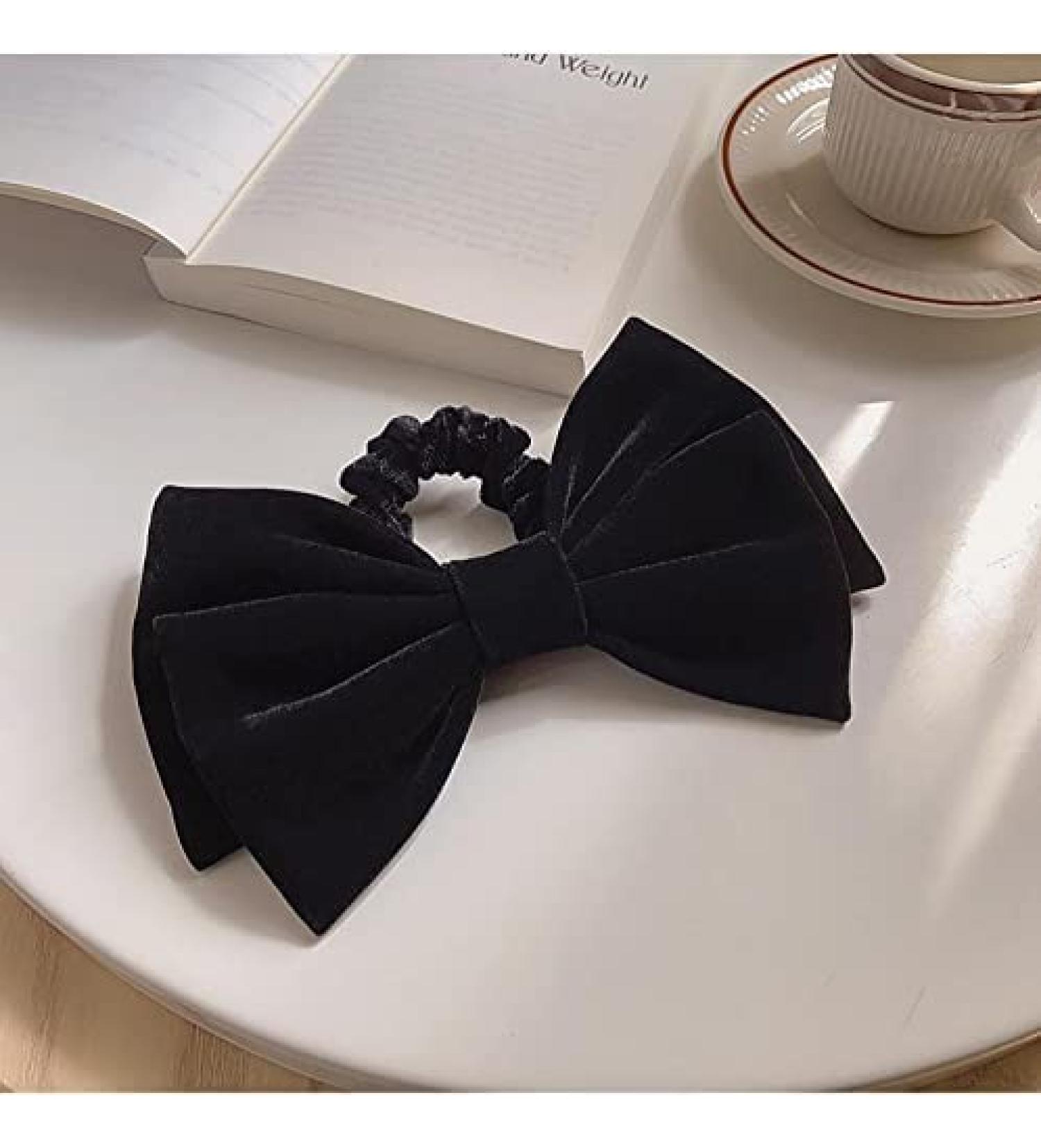 Black Velvet Hair Scrunchies for Women and Girls - Hair Elastic Bow Ties - Buy Online on SooperMarket.com