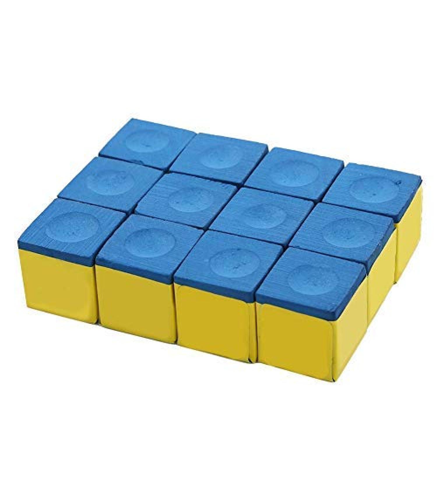 12 pieces pool queue cube calcium carbonate slipproof billiard pool queue tip chalk snooker chalk for billiard snooker pool (blue (greasy))