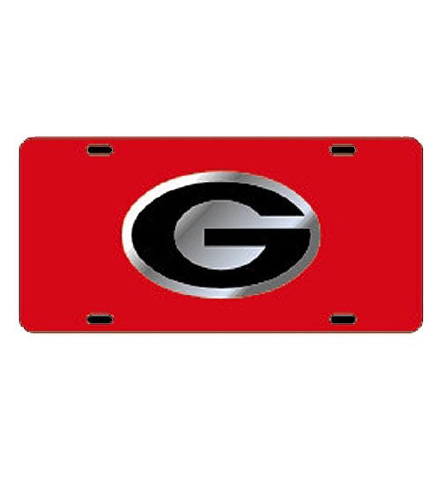 Craftique Georgia Bulldogs Red Car Tag W/Silver/Black Logo G