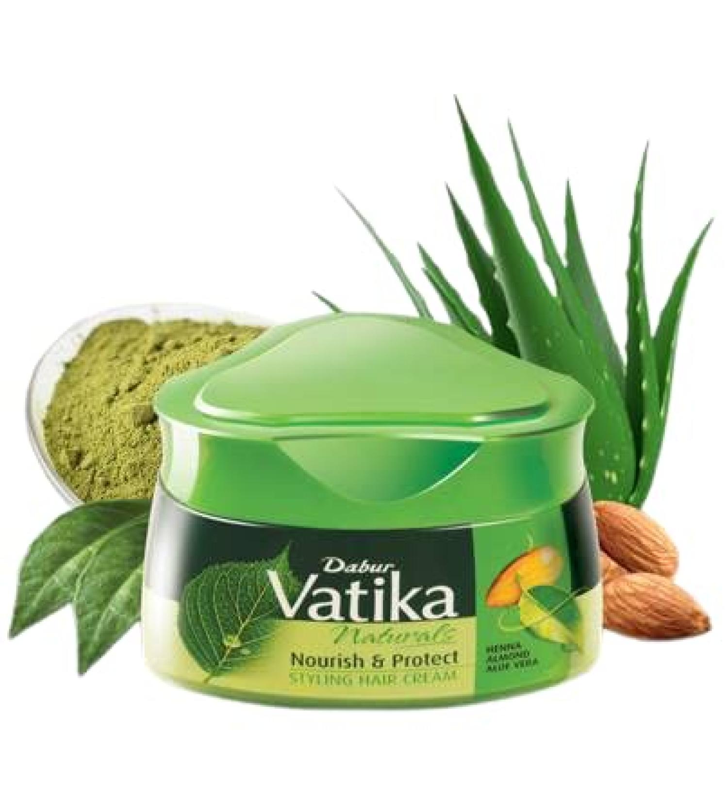Vatika Naturals Nourish & Protect Styling Hair Cream with Henna Almond & Aloe Vera - 140ml for Healthy Hair | Buy Online Worldwide - Buy Online on SooperMarket.com