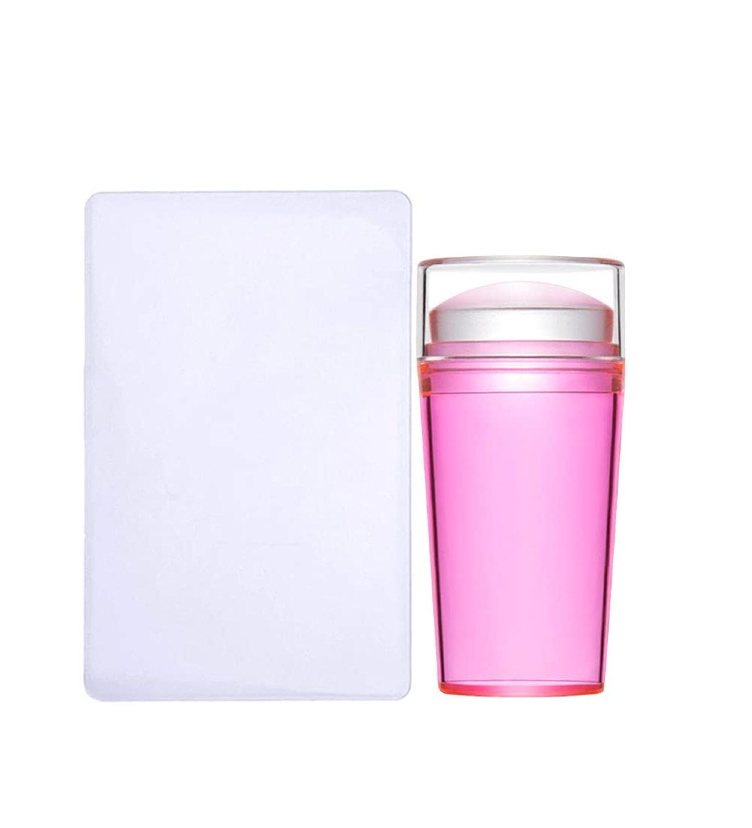 Buy Cacacook Nail Stamp Transparent Silicone Nail Art Stamper with Lid & Scraper for DIY Nail Decor Pink International Shipping Available! - Buy Online on SooperMarket.com