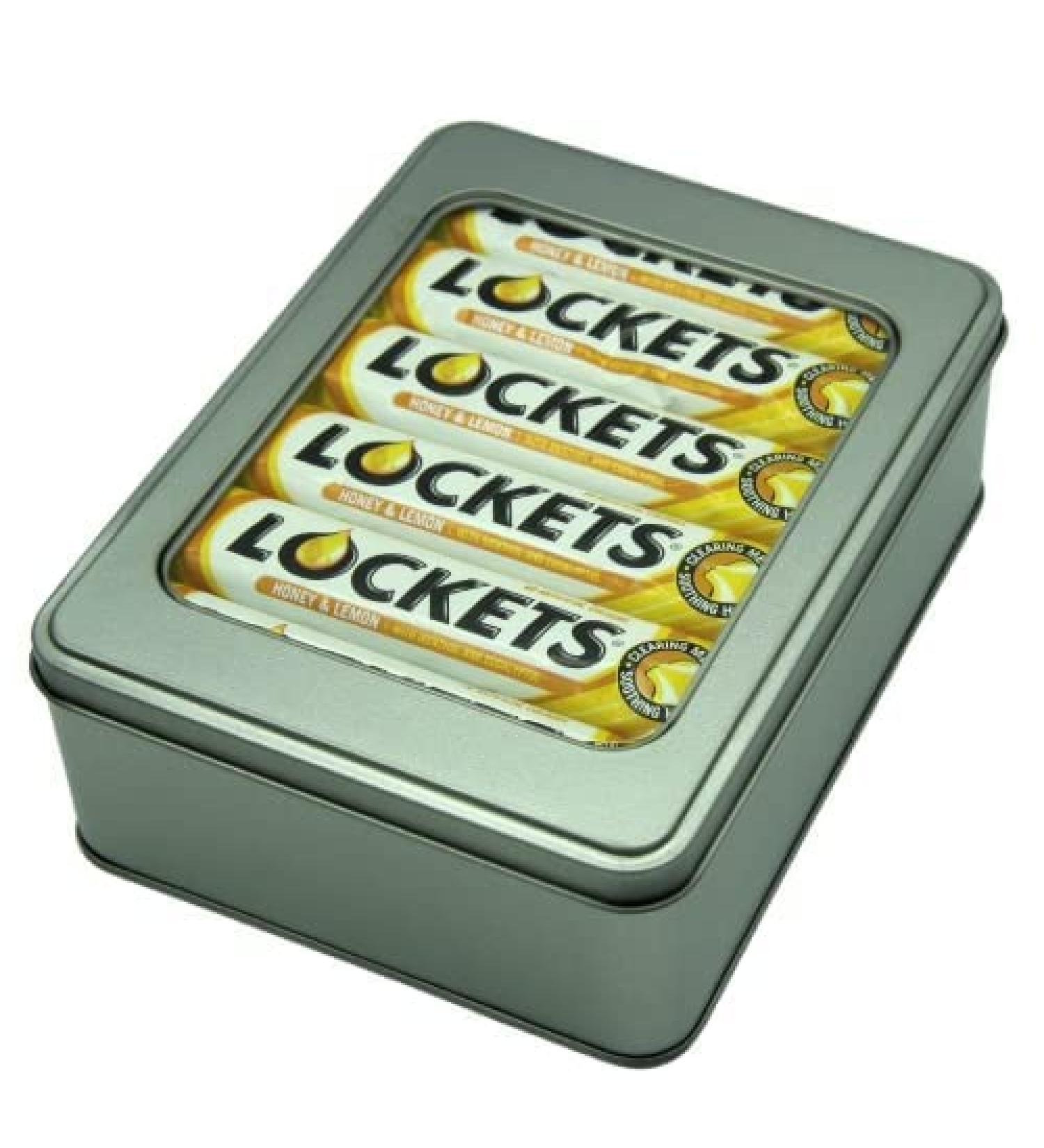 Lockets Throat Sweets Lozenges Honey & Lemon Hamper - 12 Tubes of 41g - Refillable Tin - Menthol & Eucalyptus - Buy Online on SooperMarket.com