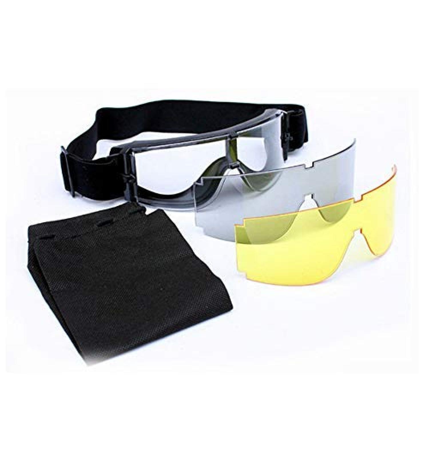 Airsoft Tactical Safety Glasses | Military Goggles with Interchangeable Lens for Paintball, Hunting, Shooting | Eye Protection Equipment - Buy Online on SooperMarket.com