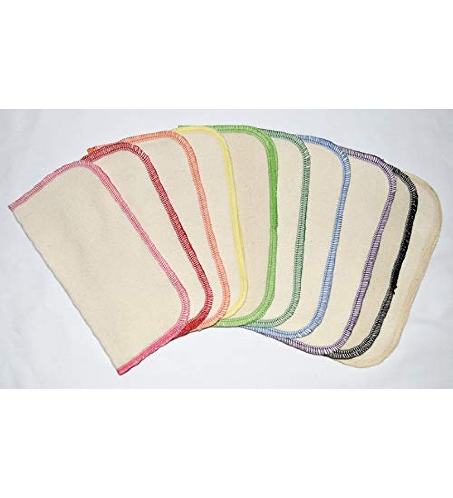 Organic Flannel Washable Baby Wipes 8x8 - Set of 10 | 1 Ply, Organic Thread, Crayon Palette - Buy Online on SooperMarket.com