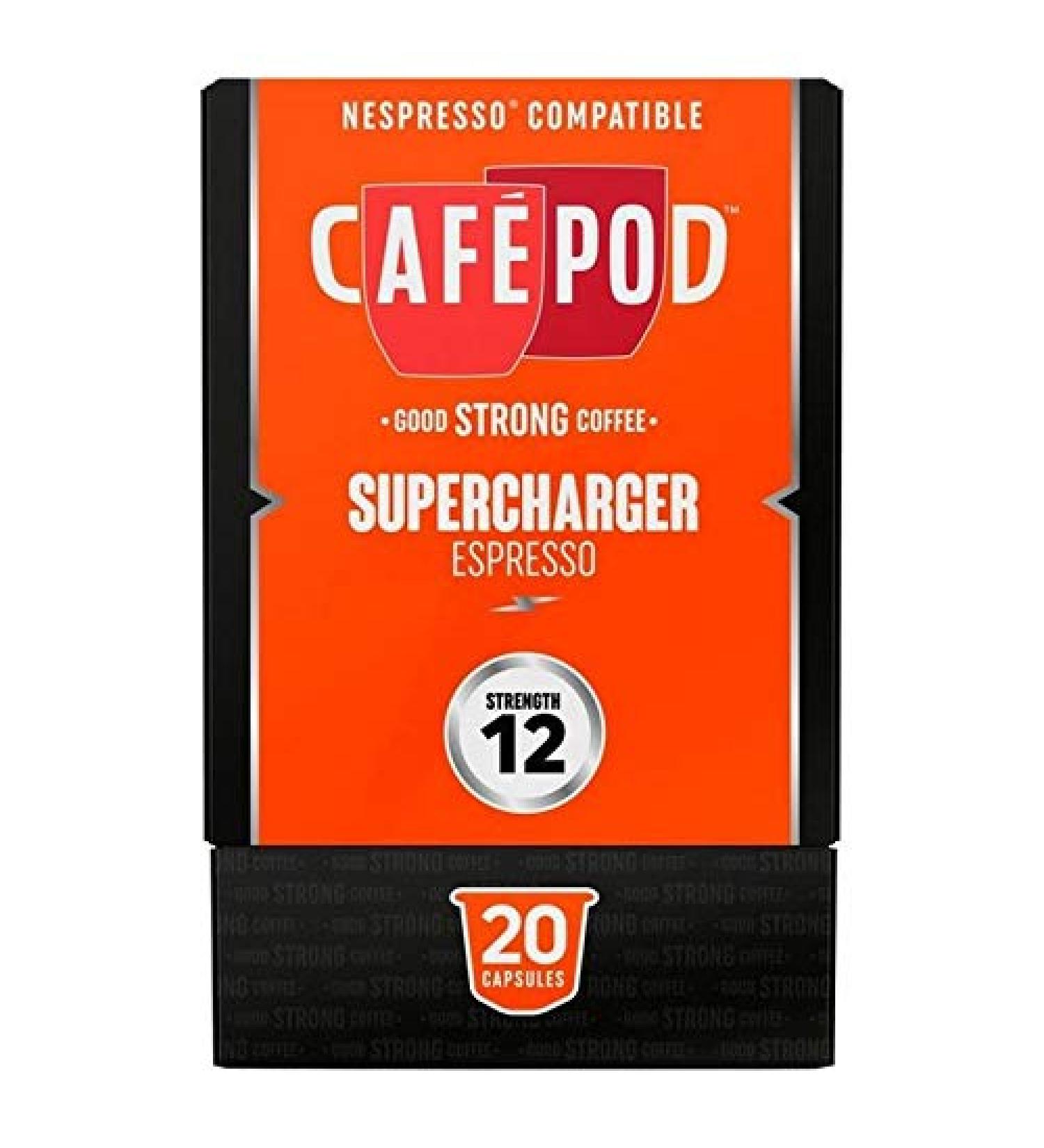 4X CafePod Nespresso Compatible Supercharger 20 Pack 20 per Pack