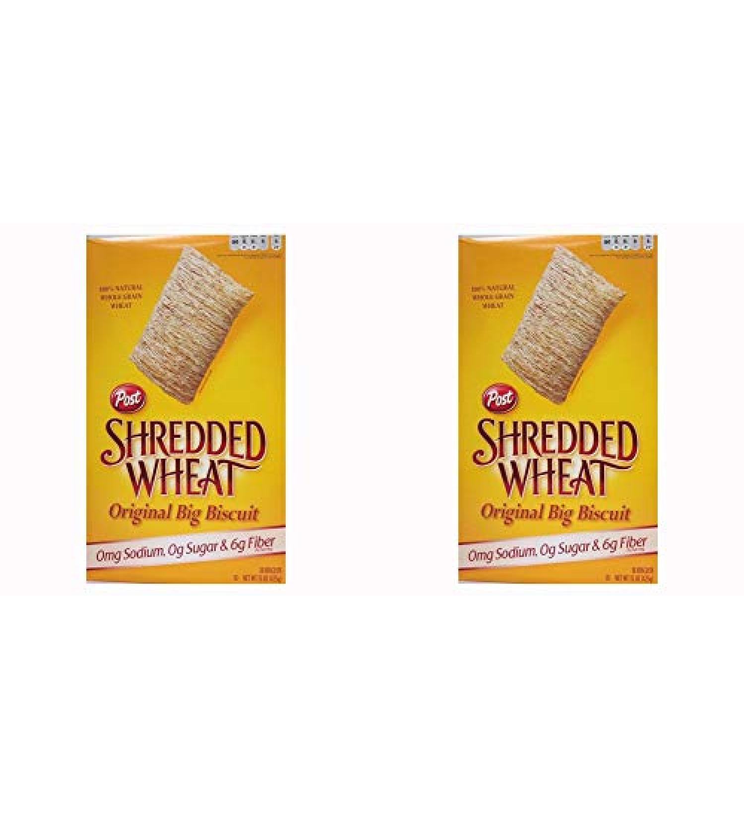 Post Shredded Wheat Original Cereal, No Sugar or Salt Added, 15-Ounce Boxes Pack of 2
