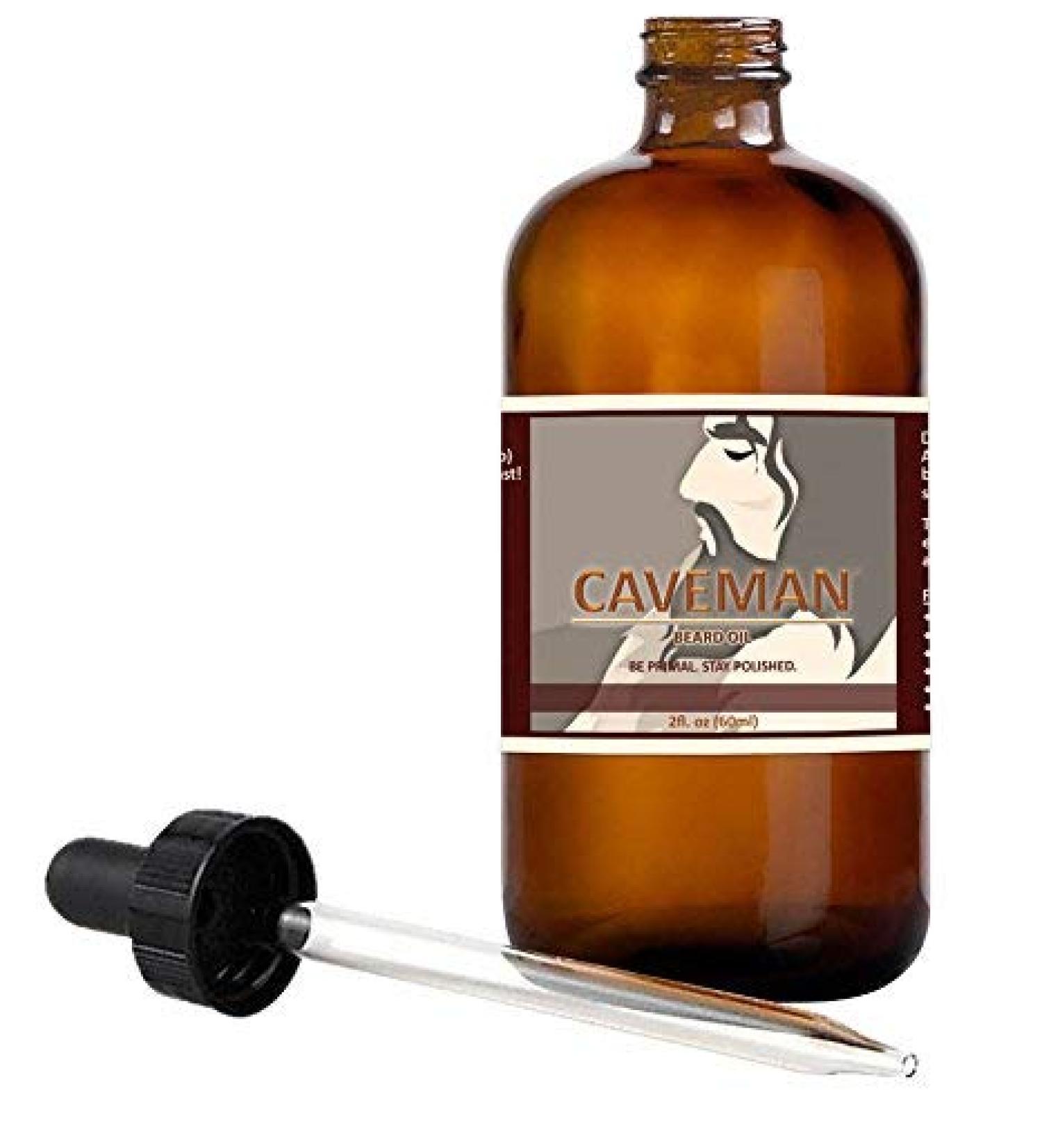 Caveman Deep Forest Beard Oil Leave in Conditioner 2oz Cedarwood Eucalyptus Fir Needle Glass Bottle with Dropper