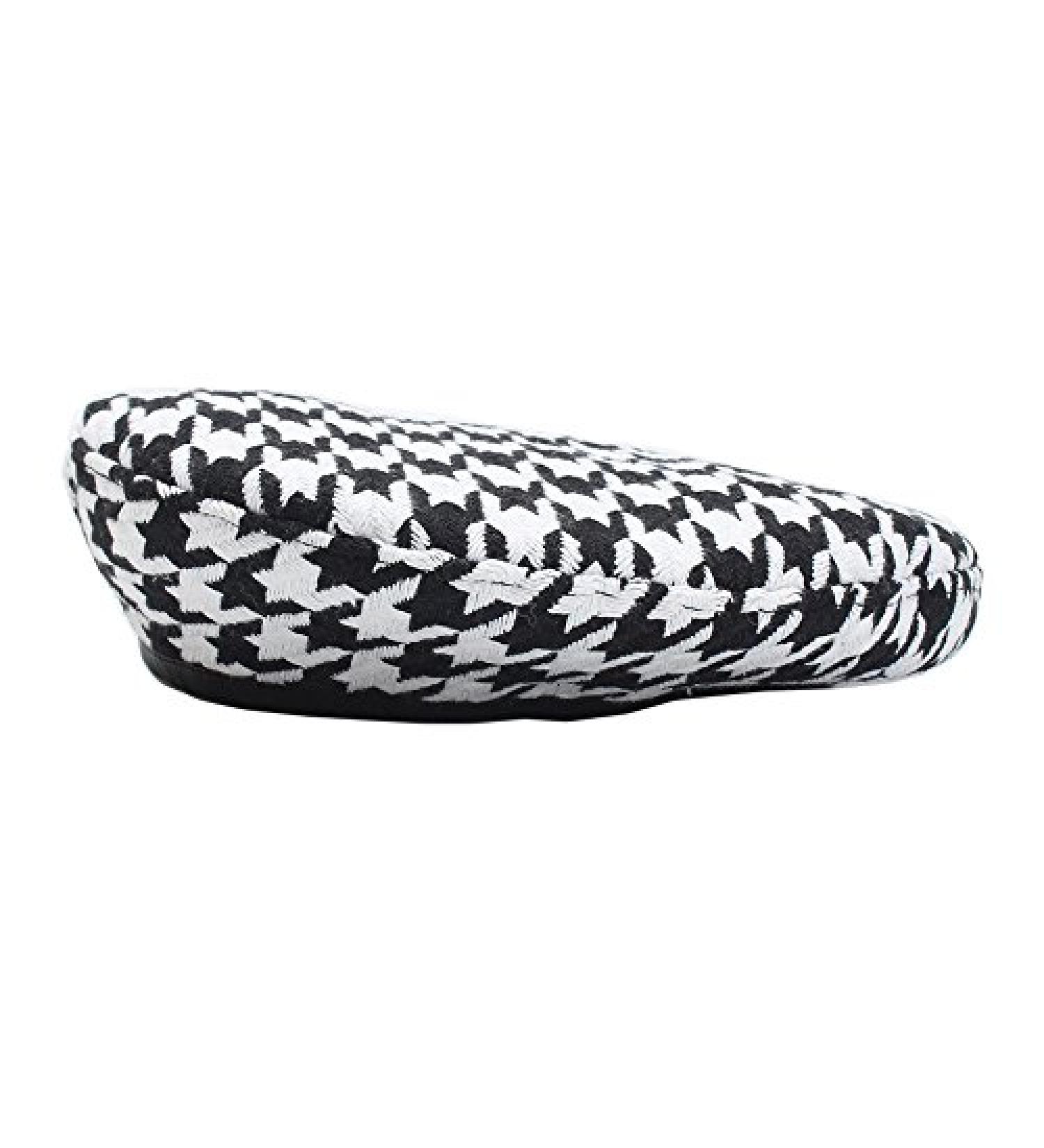 Qiabao Luxury Houndstooth Beret Beanie Hat - Women's Black/White - Buy Online on SooperMarket.com