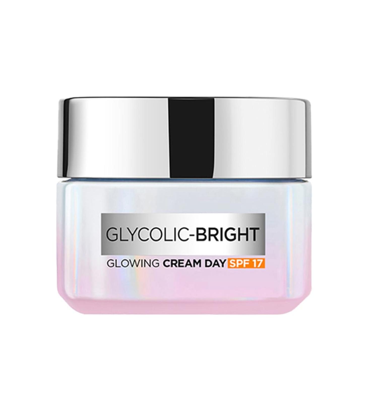 L'Oreal Paris Glycolic Bright Day Cream with SPF 17 50ml |Skin Brightening Cream with Glycolic Acid that Visbily Minimizes Spots & Reveals Even Toned Skin - Buy Online on SooperMarket.com