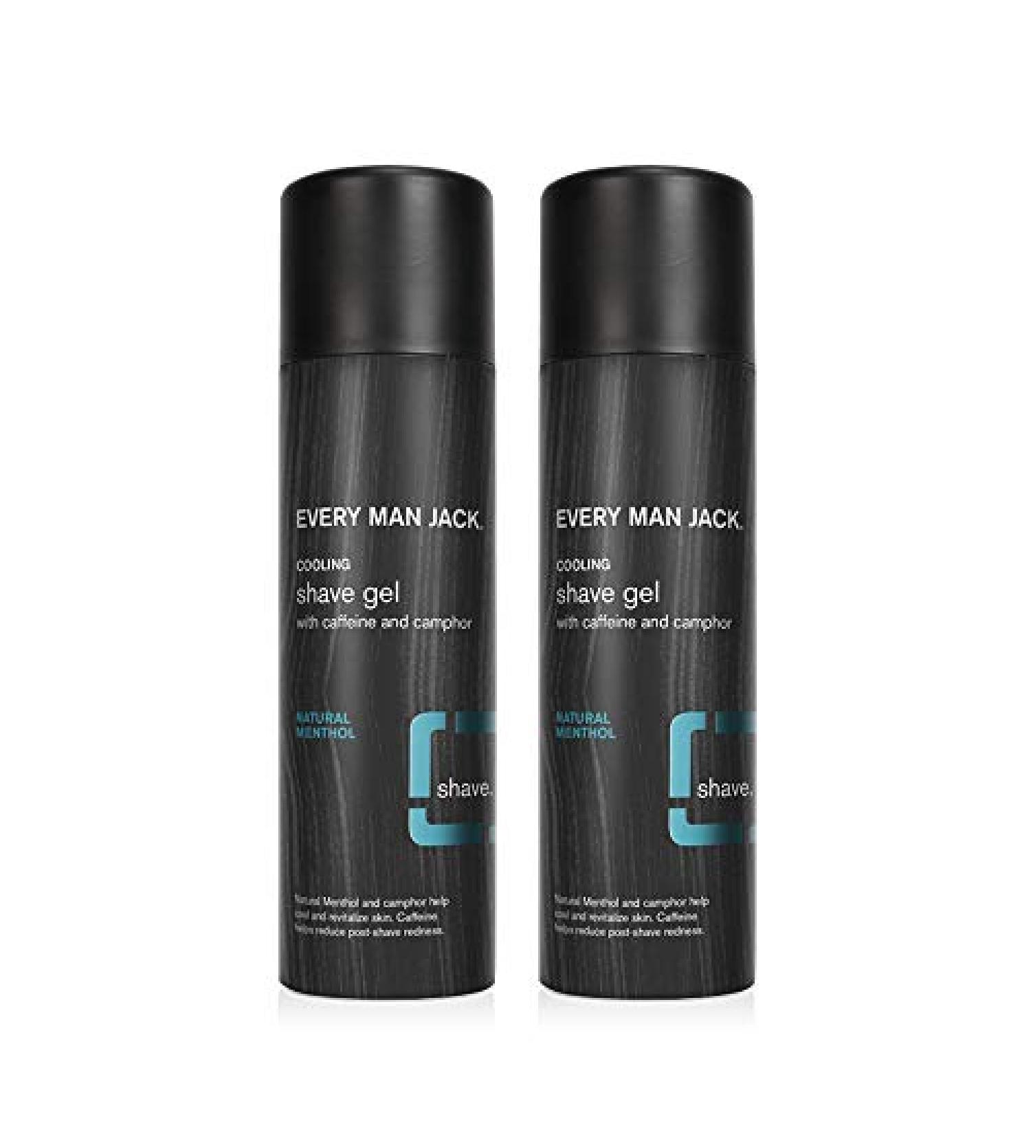 Every Man Jack Menthol Shave Gel for Men - 7oz Twin Pack | Natural & Refreshing - Buy Online on SooperMarket.com