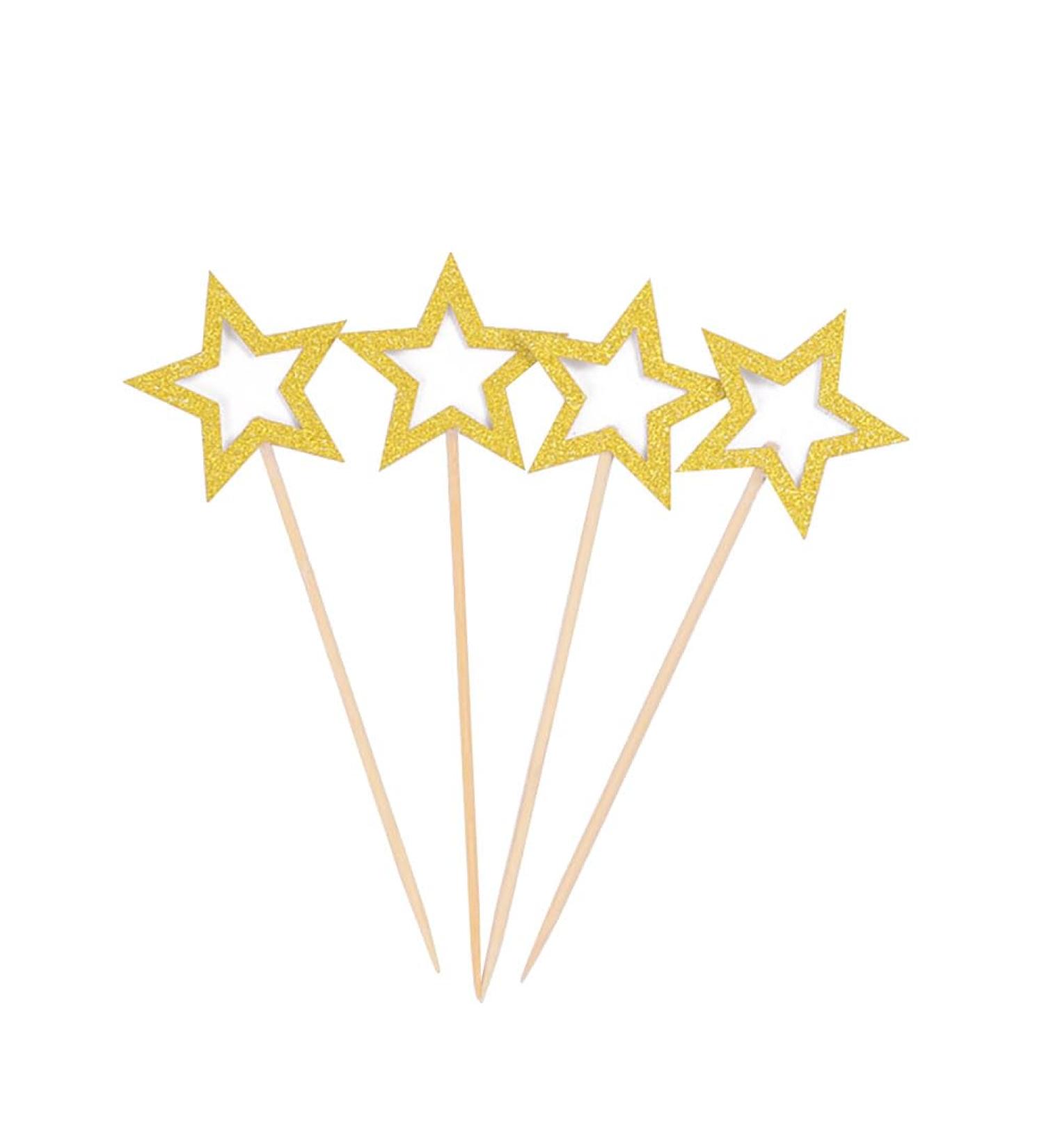 100 Pcs Star Cupcake Picks Glitter Star Cupcake Toppers Mini Star Cake Toppers Star Food Picks Wedding Cake Picks Golden - Buy Online on SooperMarket.com