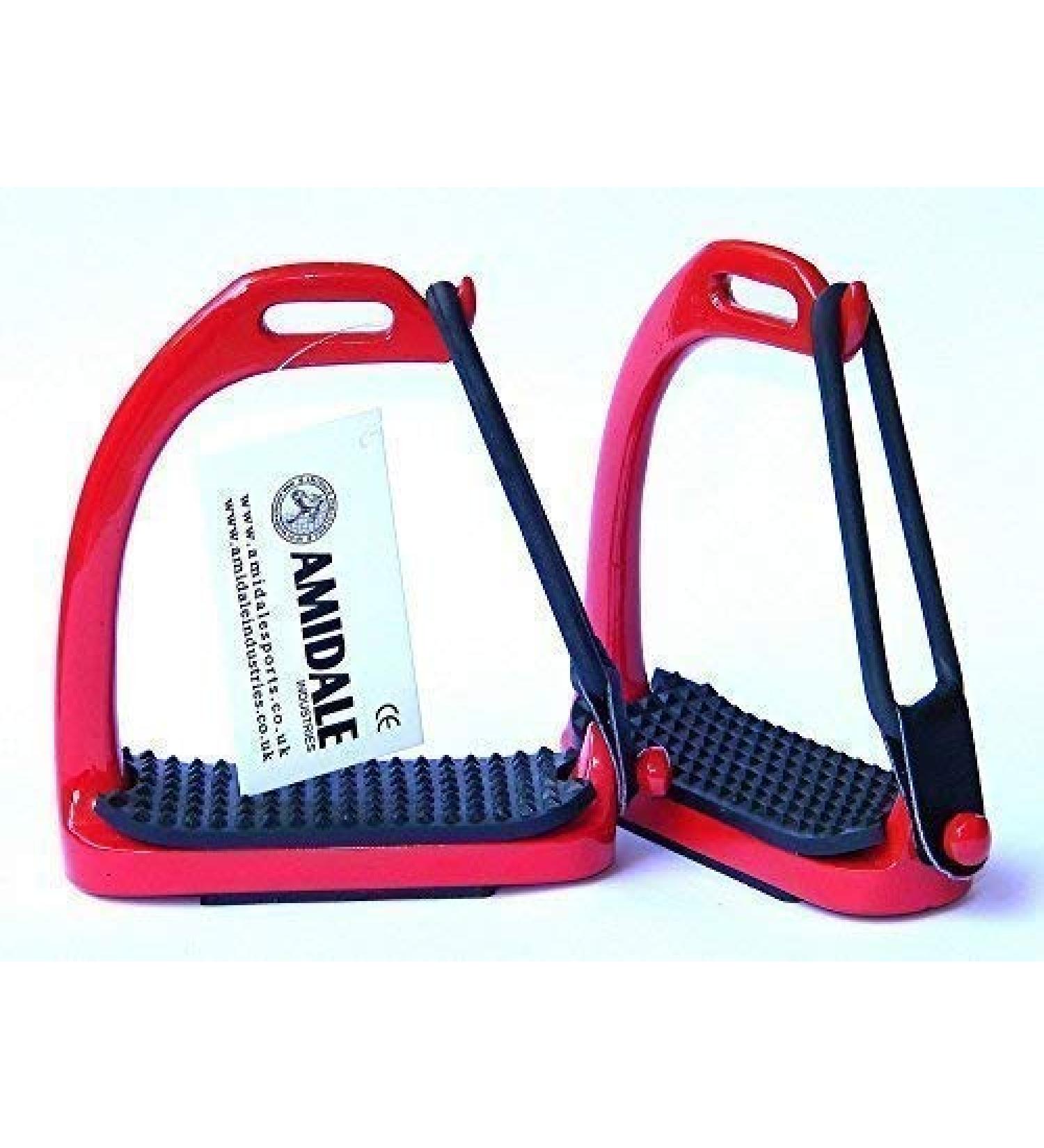 Amidale PEACOCK STIRRUPS HORSE EQUESTRIAN SAFETY IRON FILLIS STIRRUPS BLK/PINK/RED/BLUE/SILVER (4.75 SILVER)