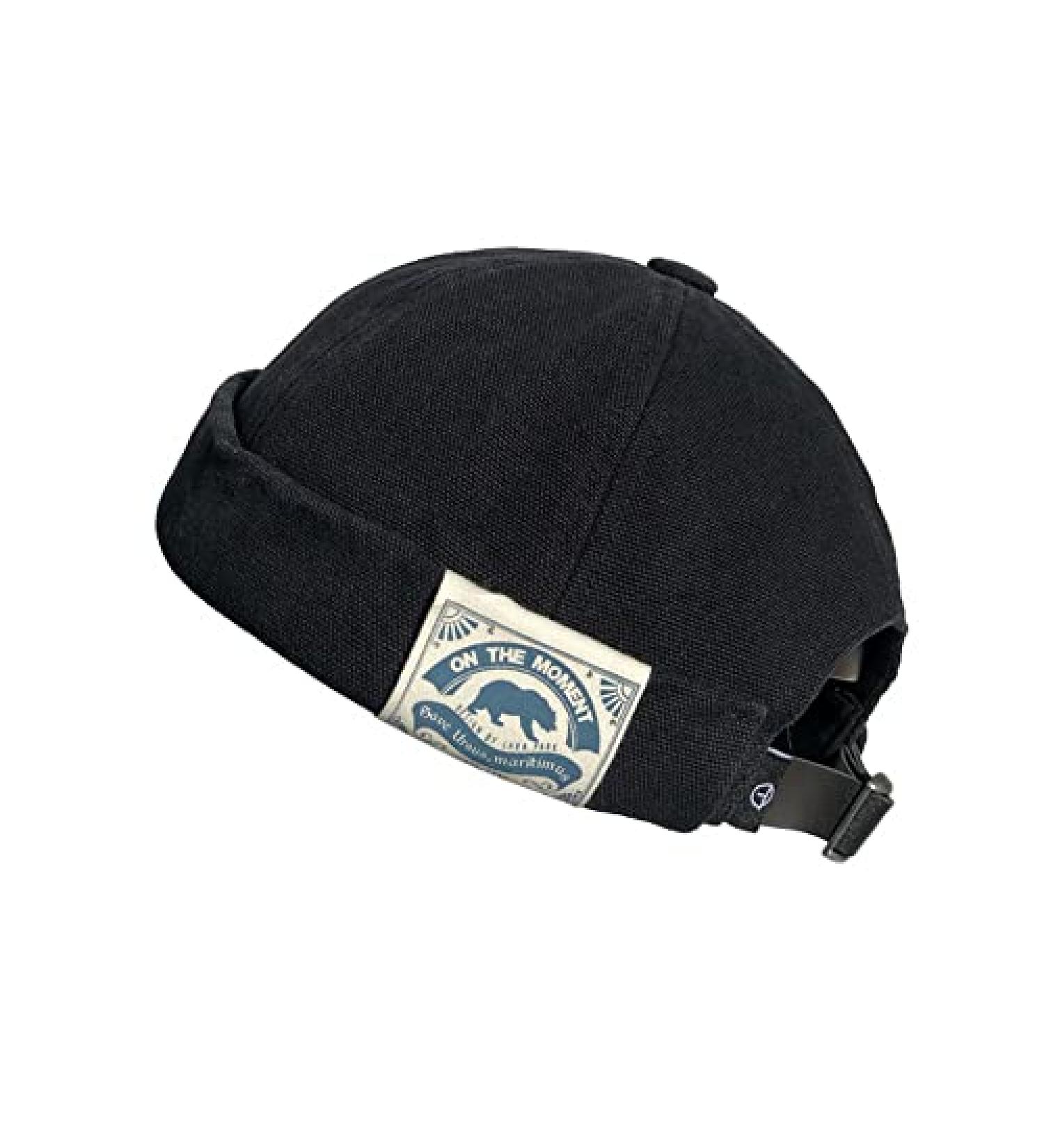 Clakllie Retro Brimless Docker Cap | Vintage Cotton Beanie Watch Cap in Black - Buy Online on SooperMarket.com