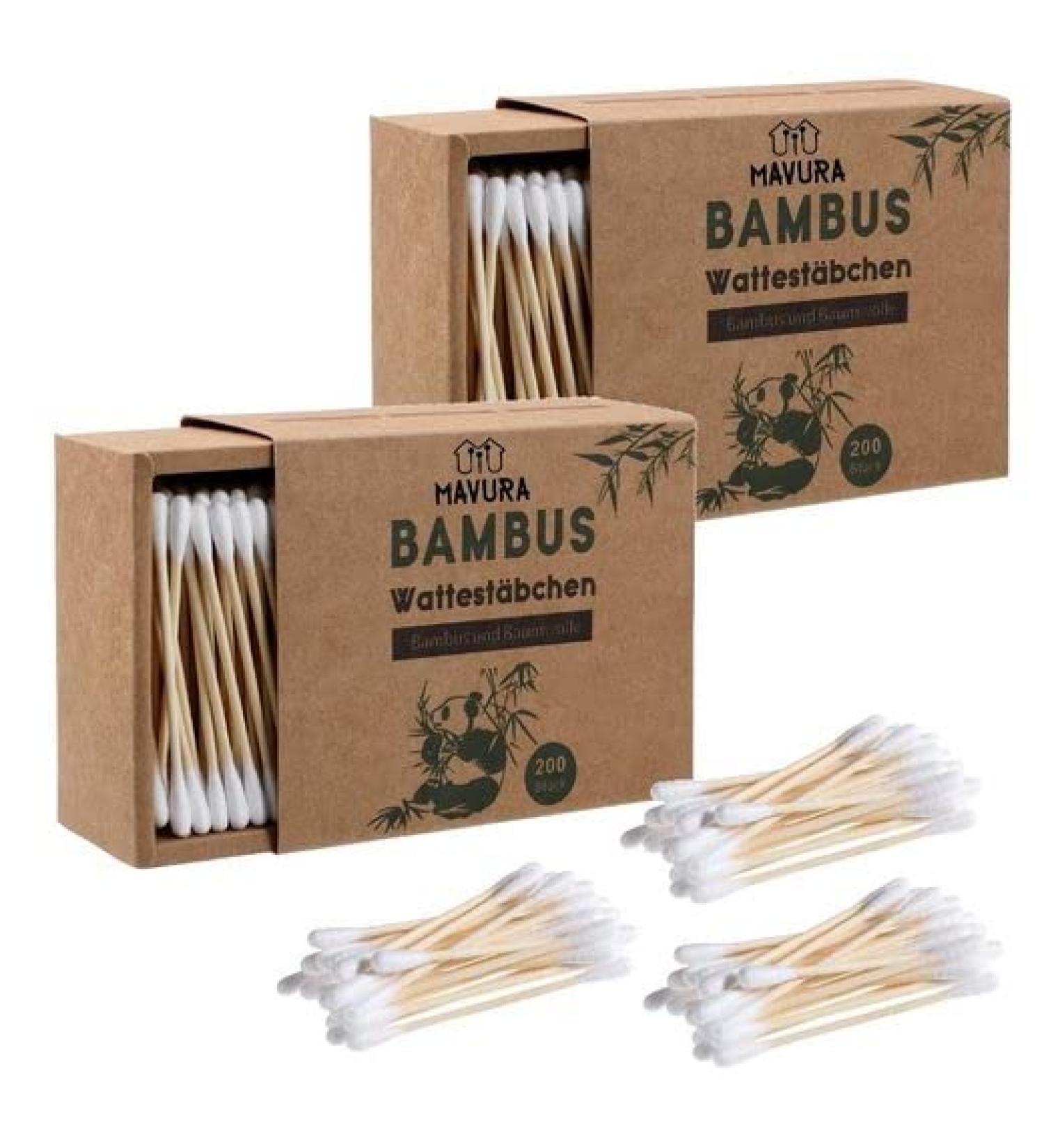 Bamboo Cotton Swabs - Biodegradable & Sustainable Ear Cleaner Sticks (400pcs) | Eco-Friendly Ear Hygiene - Buy Online on SooperMarket.com