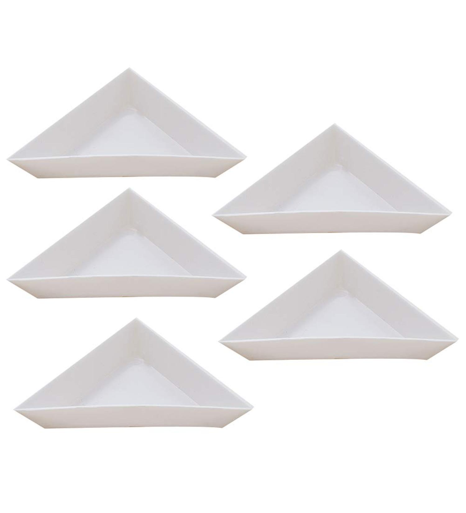 5pcs Plastic Triangle Rhinestone Nail Art Storage Box - Glitter Cup Holder Tray for Easy Organization | International Shipping Available - Buy Online on SooperMarket.com