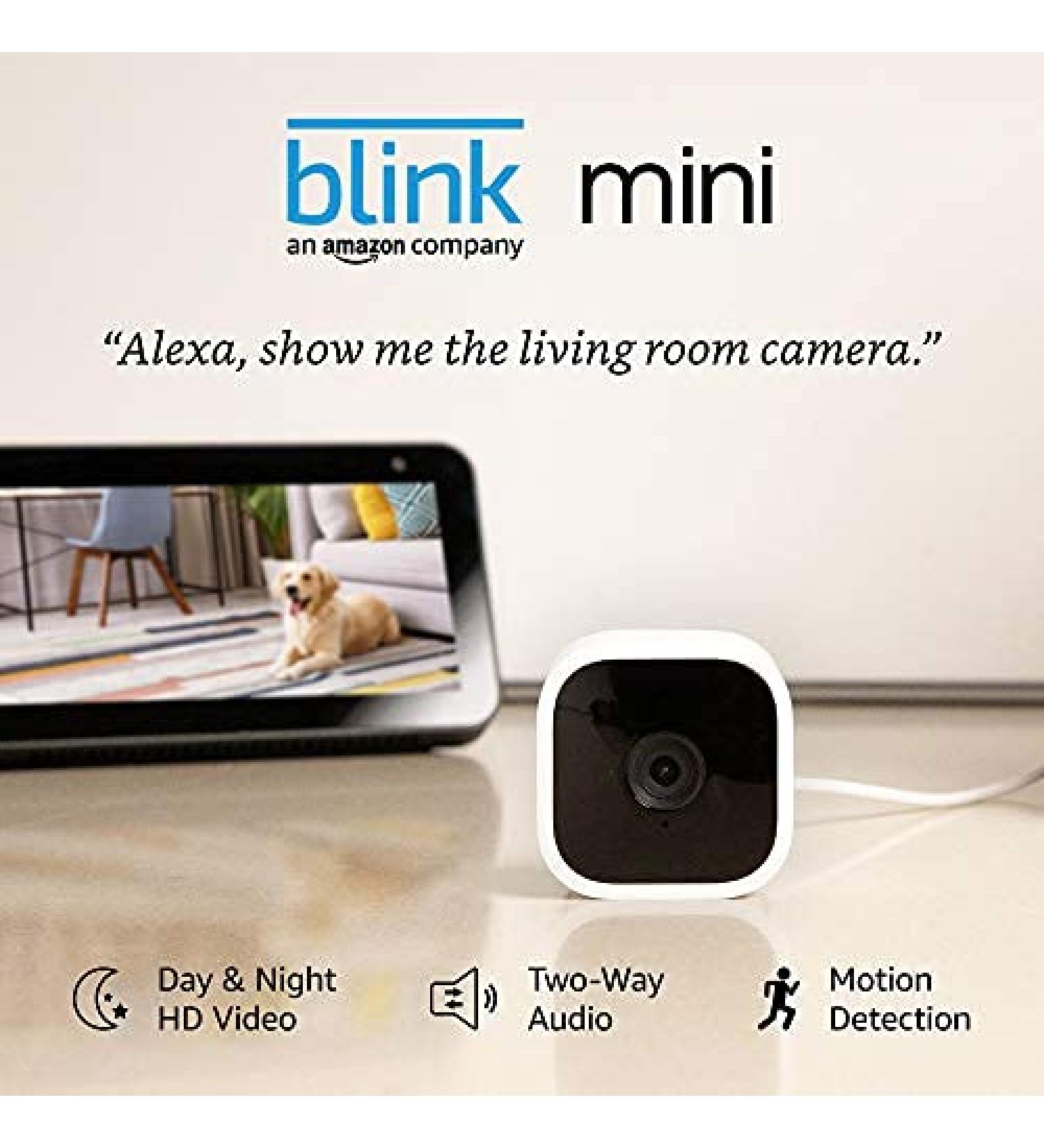 Certified Refurbished Blink Mini 1080 HD Smart Security Camera (2-Pack) - Night Vision, Motion Detection, Two-Way Audio - Works with Alexa - Buy Online on SooperMarket.com