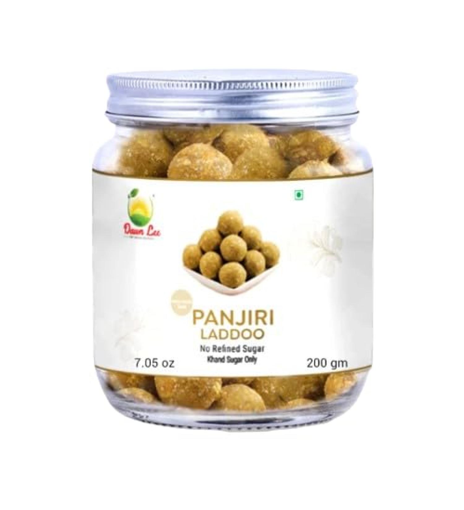 Dawn Lee Panjiri Ladoo - Indian Sweets- Homemade - Gluten Free No Preservatives- Refinded Sugar-Free Made with A2 Billona Ghee- Coriander Seed Powder- Desi Khand- Panjirri Laddu Healthy- 200GM - Buy Online on SooperMarket.com