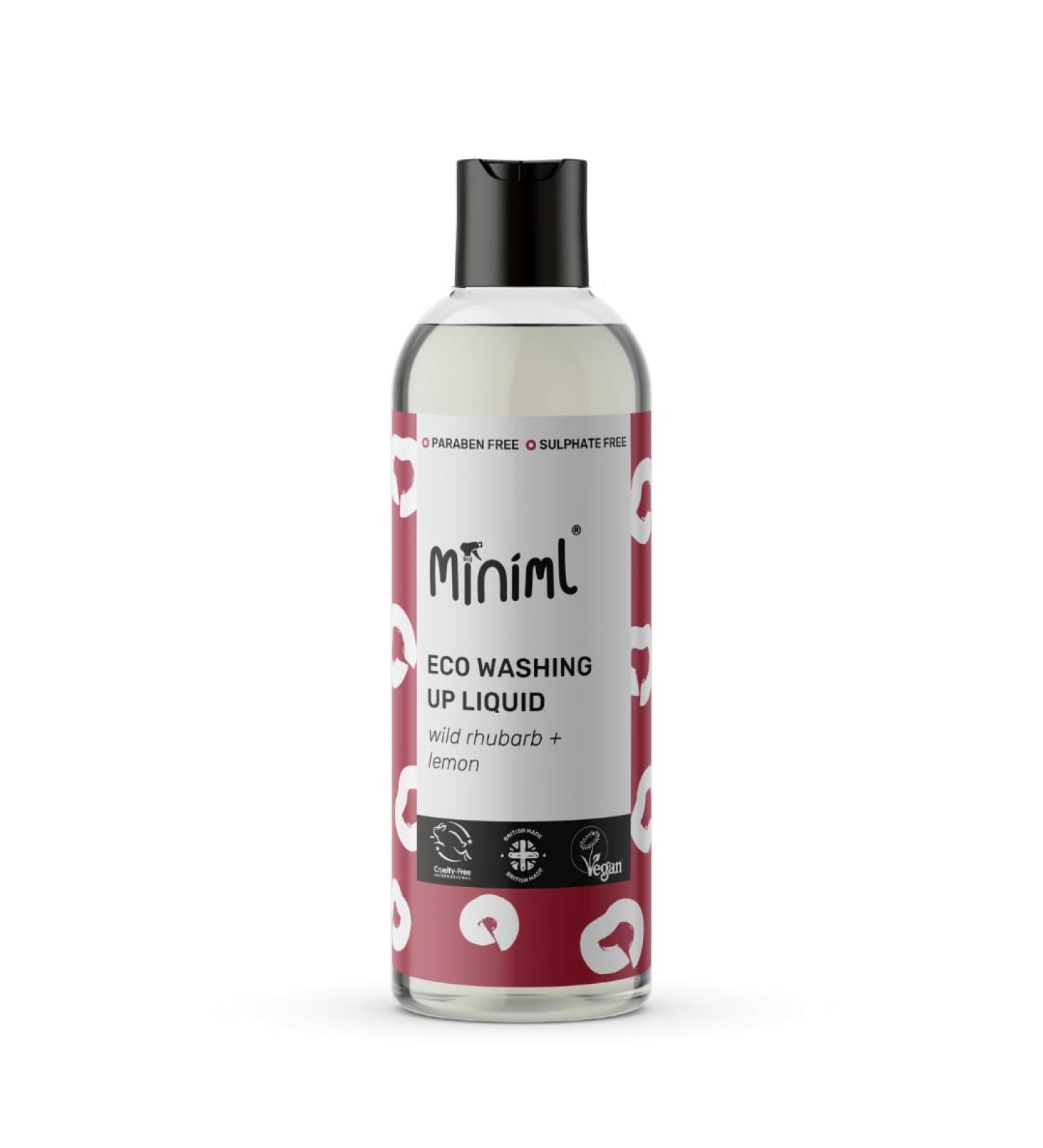 Miniml Eco Washing Up Liquid 500ml - Rhubarb Scented Non Bio & Skin Sensitive Friendly Dish Wash Cleaner that's Plant Based Vegan & Cruelty Free - Natural Cleaning Products (50 Washes) - Buy Online on SooperMarket.com