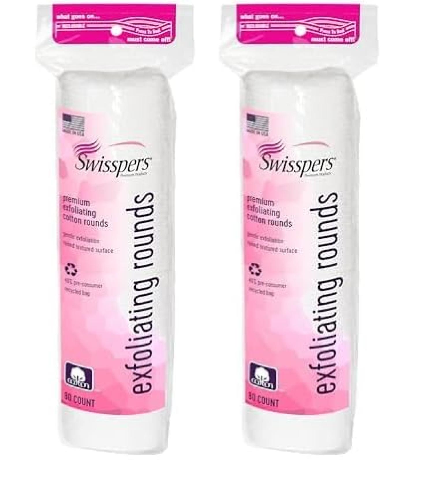 Swisspers Premium Exfoliating Rounds - 2 Distinct Textured Cotton Facial Pads 160 Count in Re-closable Bag - Ideal for Skincare & Beauty Routine - Buy Online on SooperMarket.com
