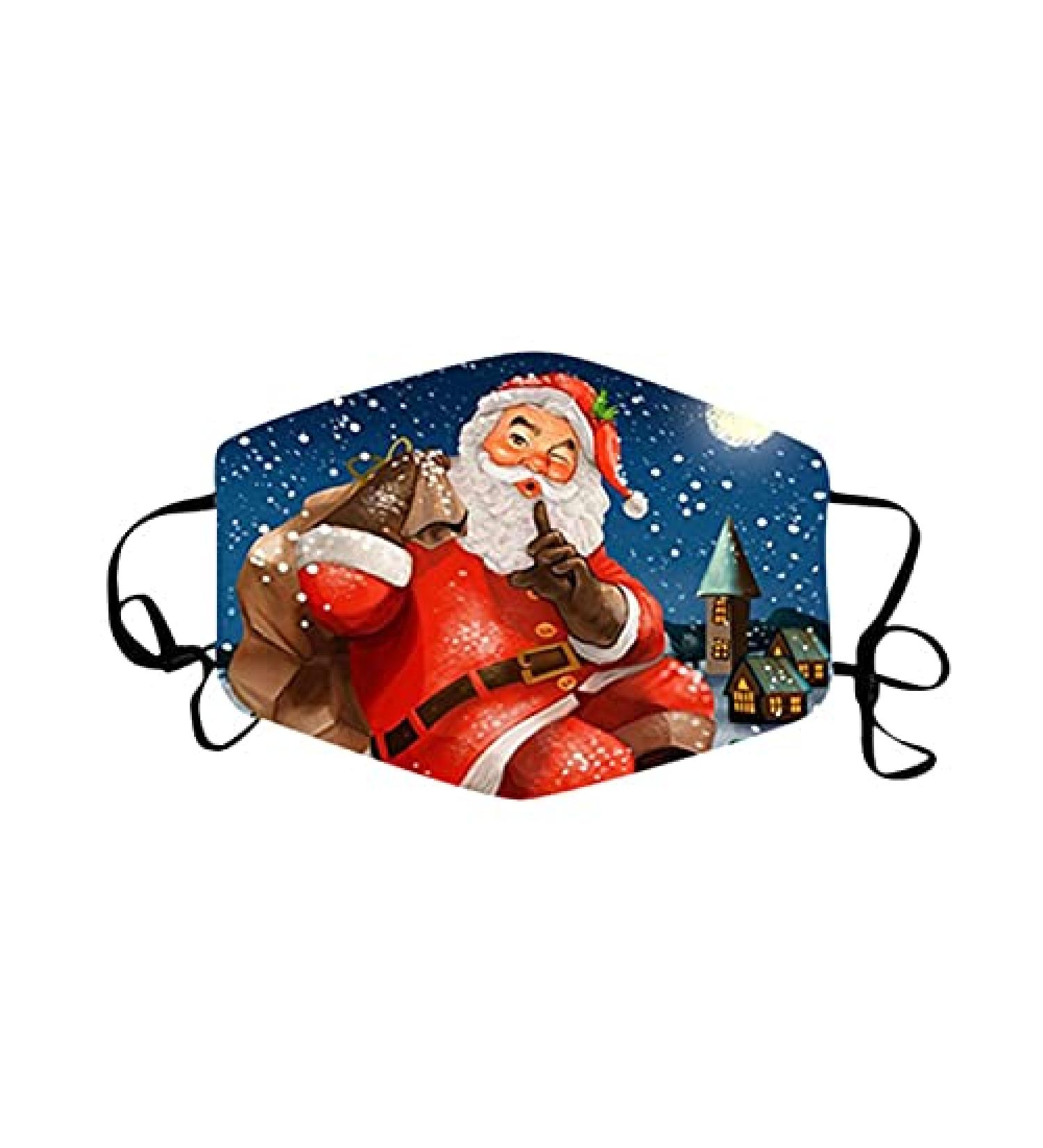 1 Pieces Adults Protect_Cover_Mask Washable Reusable Christmas Print With Filter Pocket Adjustable Earloops (Q) - Buy Online on SooperMarket.com