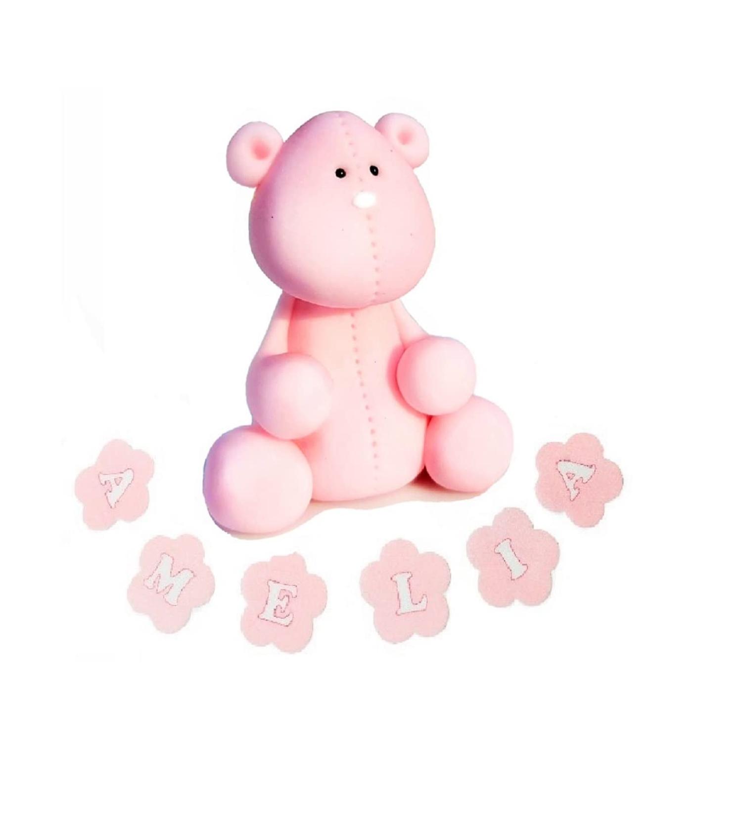 Pink Bear Cake Topper 100% EDIBLE Birthday Decoration For Girl (Hight-6cm) - Buy Online on SooperMarket.com