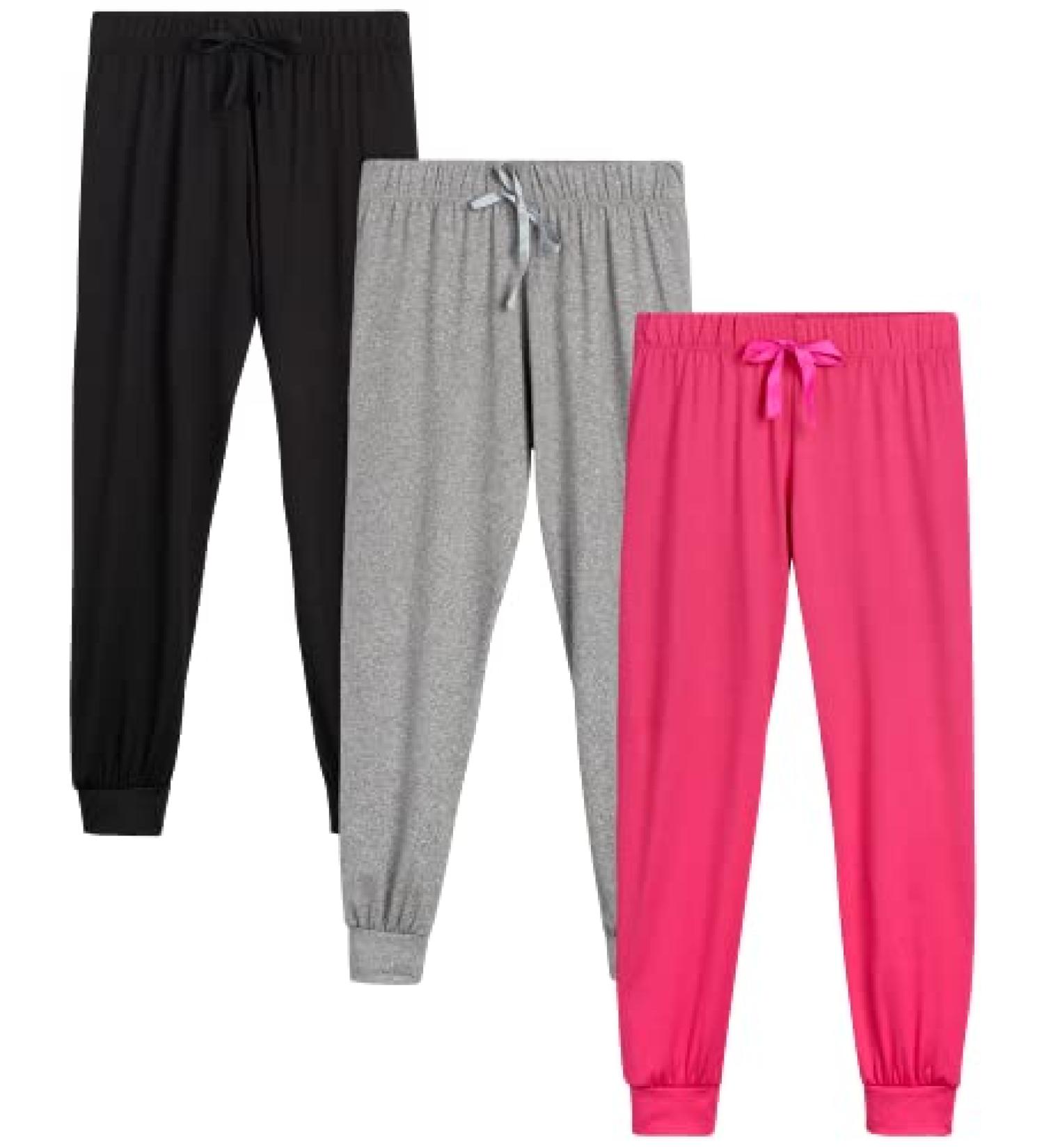 Sweet Hearts Girls' Sweatpants (3 Pack) - Super Soft Athletic Joggers - Black/Grey/Fuchsia - Size 10-12 - Buy Online on SooperMarket.com