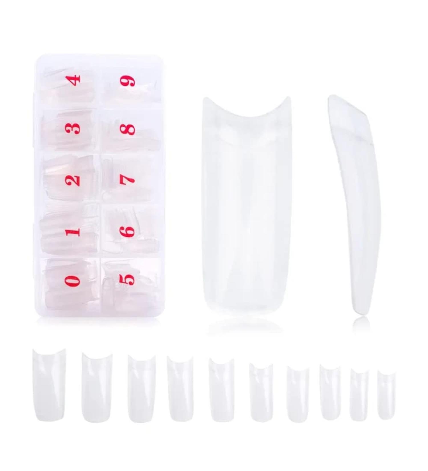 TRIXES French Clear Acrylic Nail Tips - 500 x Nail Extensions in Coffin and Square Shape for DIY Manicure and Gel Vanish - Transparent - Buy Online on SooperMarket.com