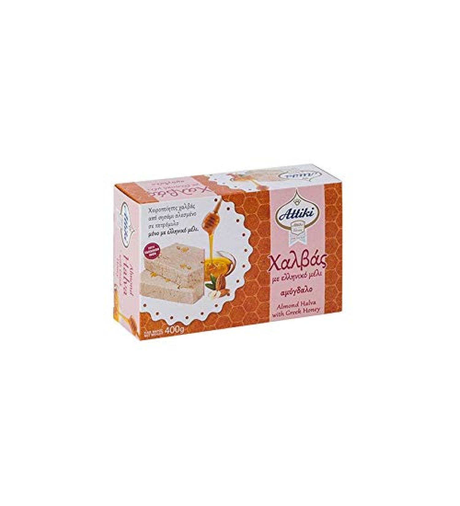Attiki Greek Halva with Honey 400g/14 oz (Almond)- Sesame Greek Sweets - Buy Online on SooperMarket.com