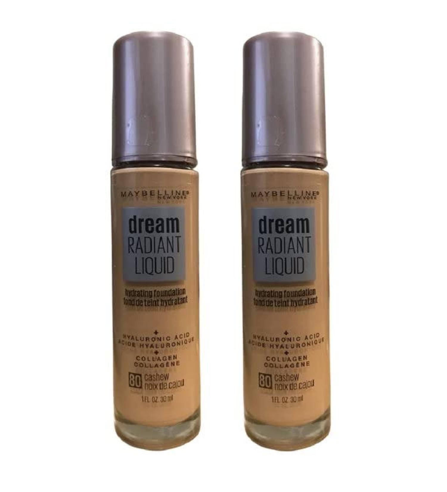 Pack of 2 Maybelline New York Dream Radiant Liquid Hydrating Foundation Cashew 80