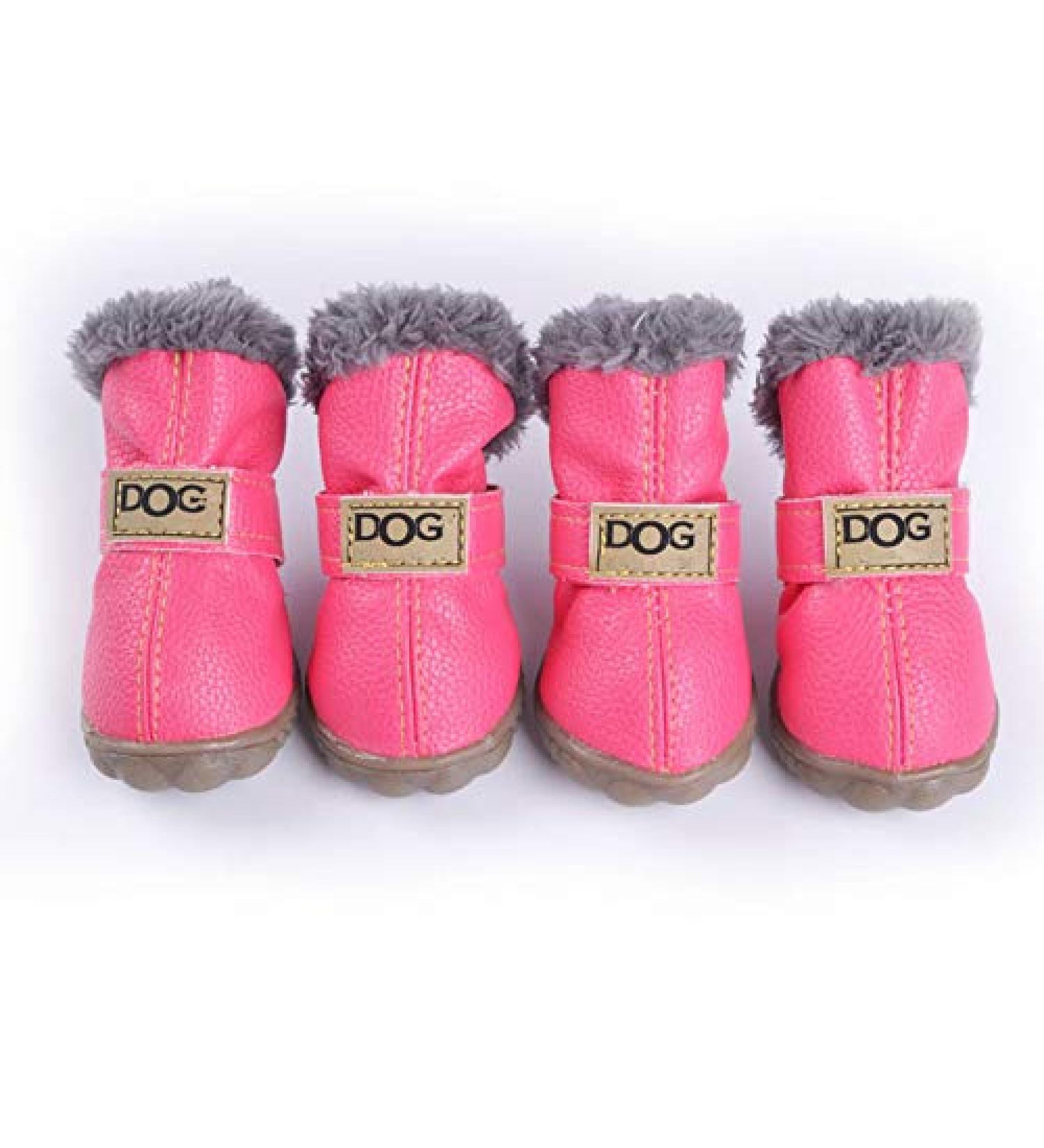 Pihappy Warm Winter Dog Boots XS Pink - Skidproof Snowman Paw Protectors 4PCS - Buy Online on SooperMarket.com