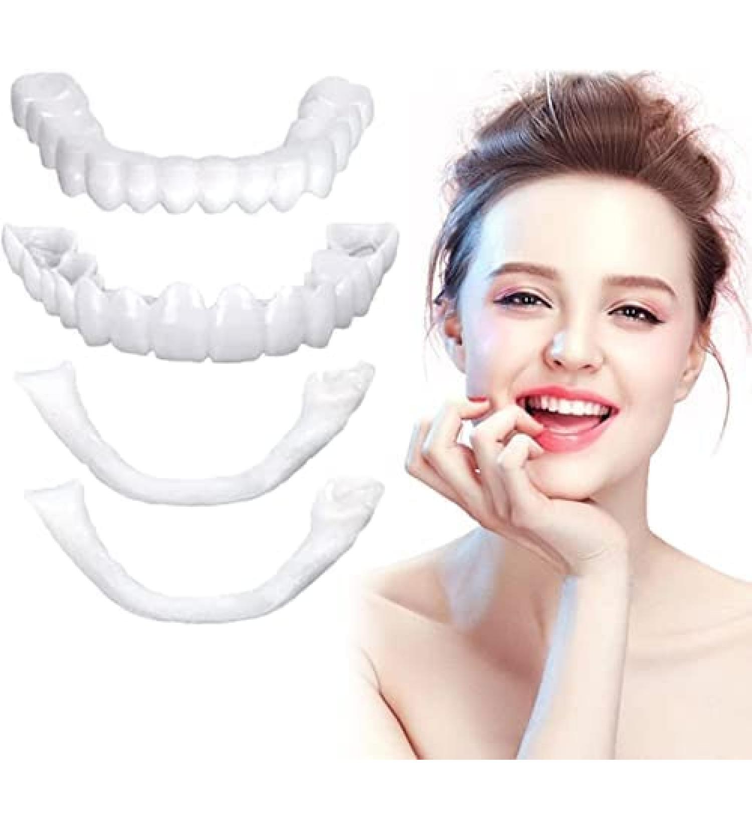 2 PCS Veneers Dentures Socket for Women and Men - Temporary Tooth Repair | Bright White Dental Veneers for Upper and Lower Jaw - Protect & Restore Your Smile - Buy Online on SooperMarket.com