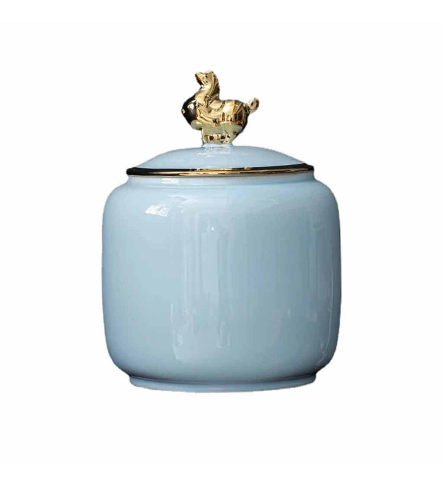 GUSMYPLG Tea Cans Porcelain-plated Storage Lid Household Bottle Seal Solid Color Porcelain Tea Can Food Container - Buy Online on SooperMarket.com