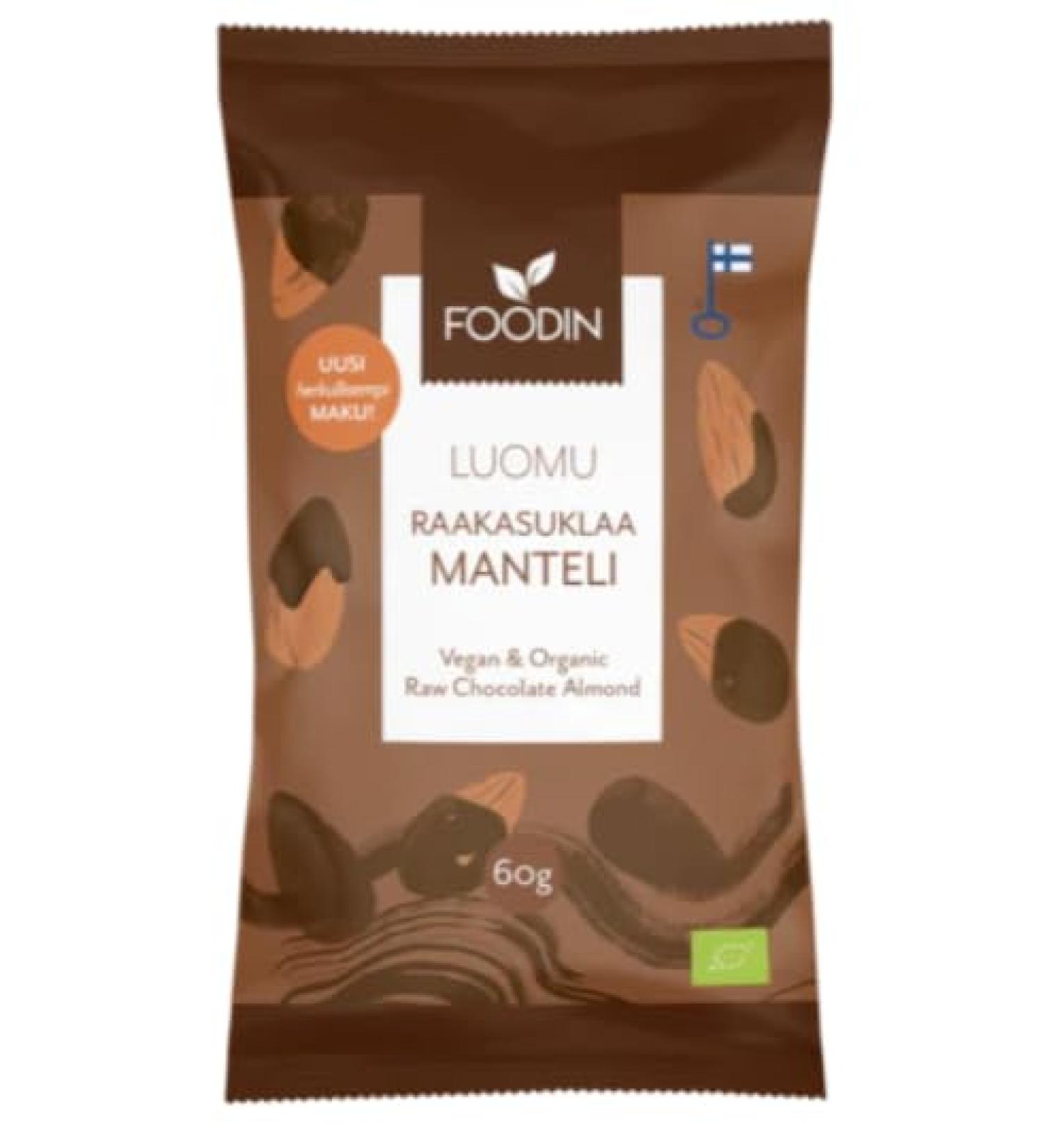 Foodin Raw Chocolate Almond Organic 60 g Pack of 8 - Buy Online on SooperMarket.com