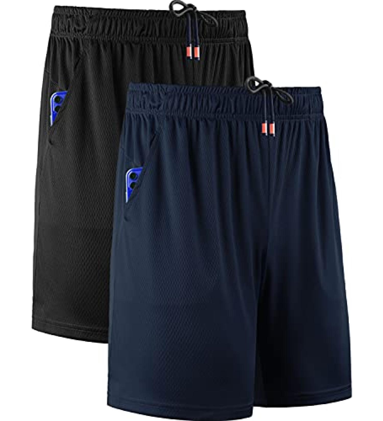 NELEUS Men's 7 Running Shorts 2-Pack with Pockets - Black/Navy Blue - Large - Buy Online on SooperMarket.com