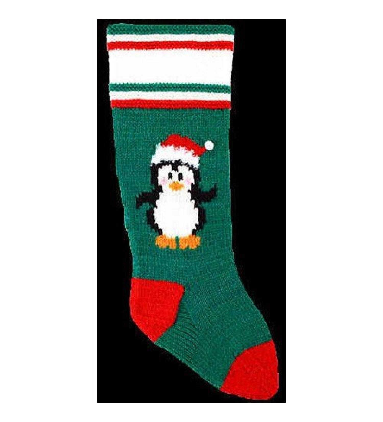 DooLallies Christmas Stockings Kits for Knitting Pengiun (Green)