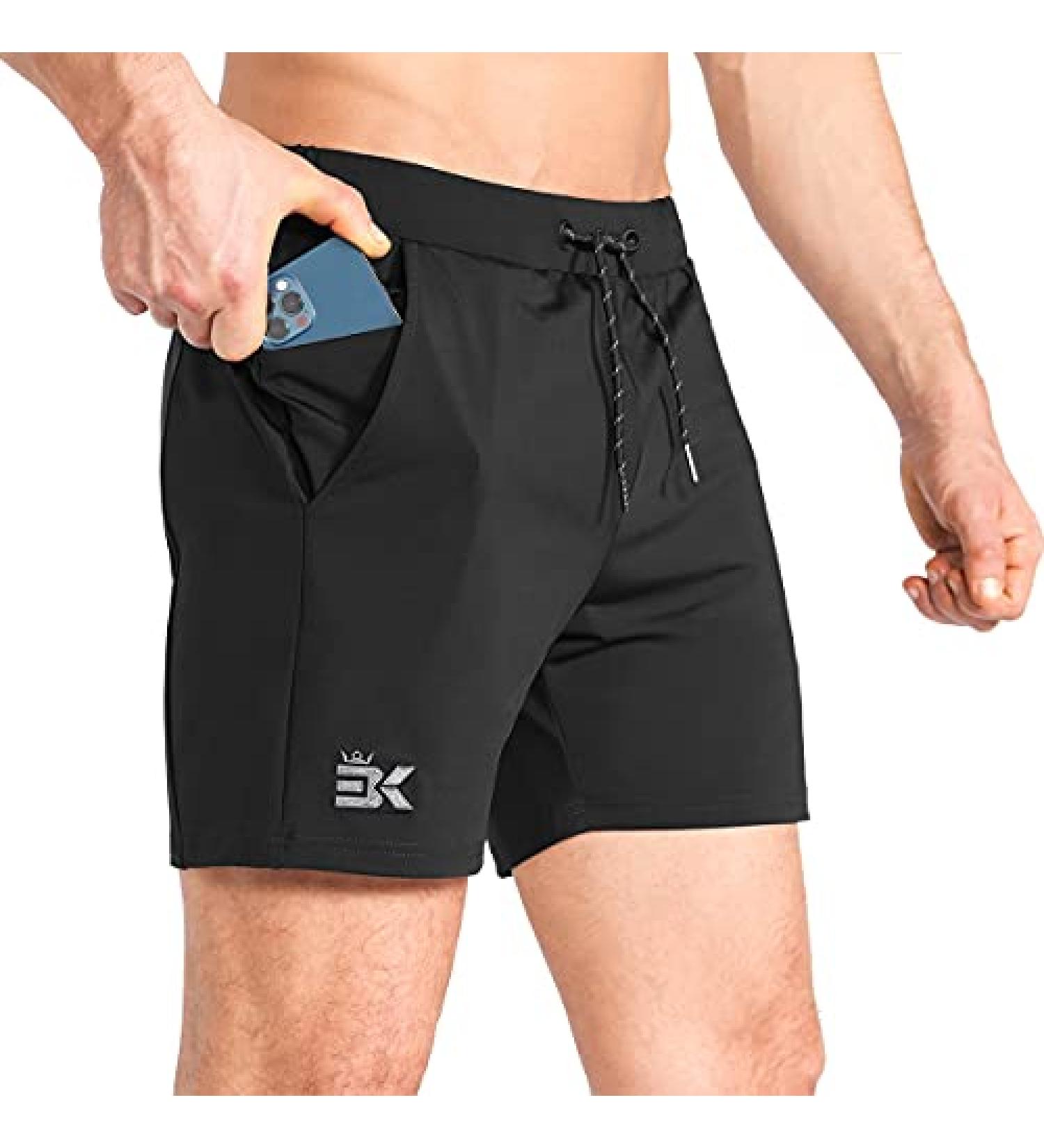 BROKIG Men's Lightweight Gym Shorts - Black Medium | Quick Dry Athletic Workout Shorts with Pockets - Buy Online on SooperMarket.com