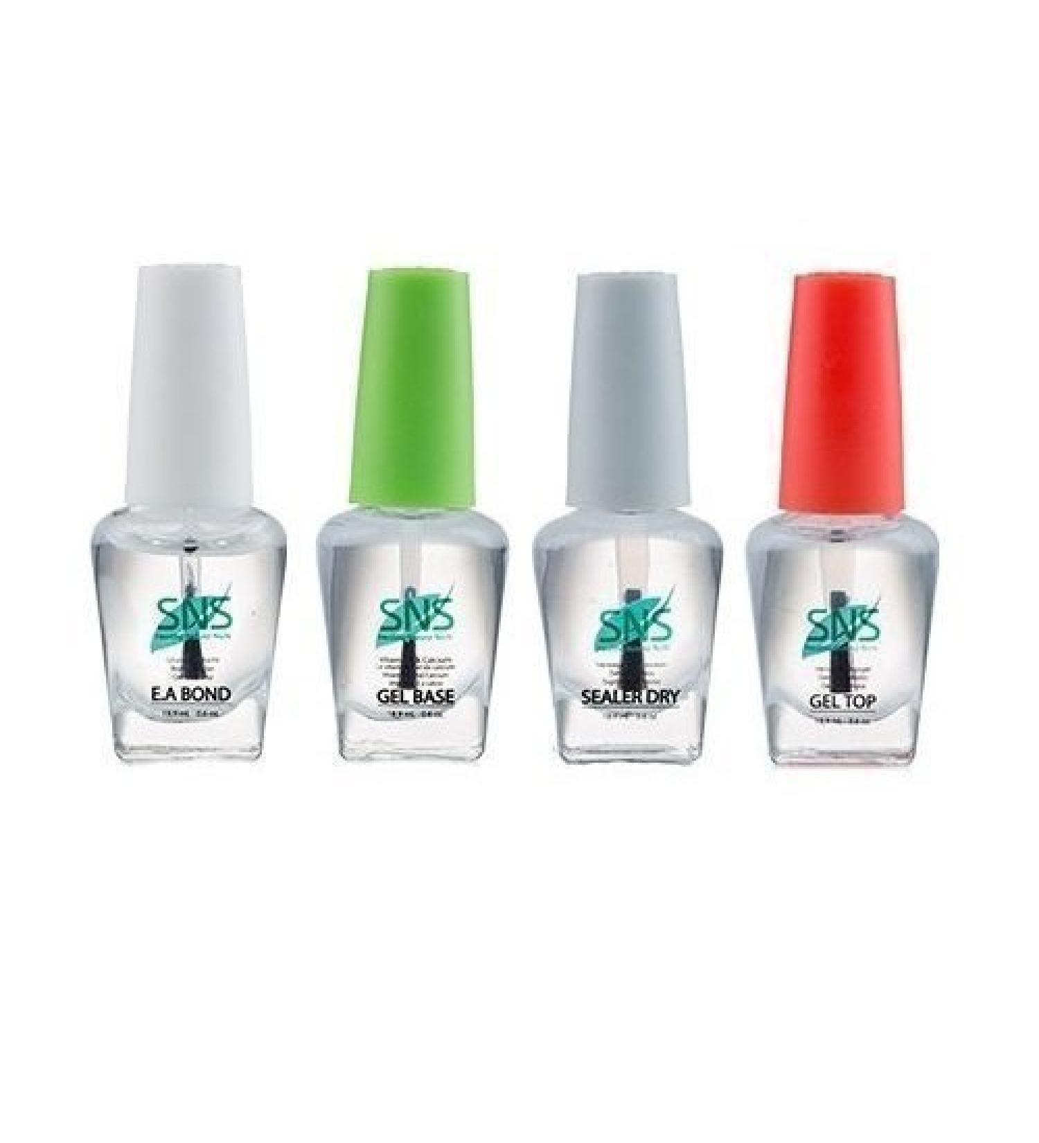 SNS Dipping Powder Gel Base Top Sealer Dry Ea Bond Set of 4 (Packaging may vary)