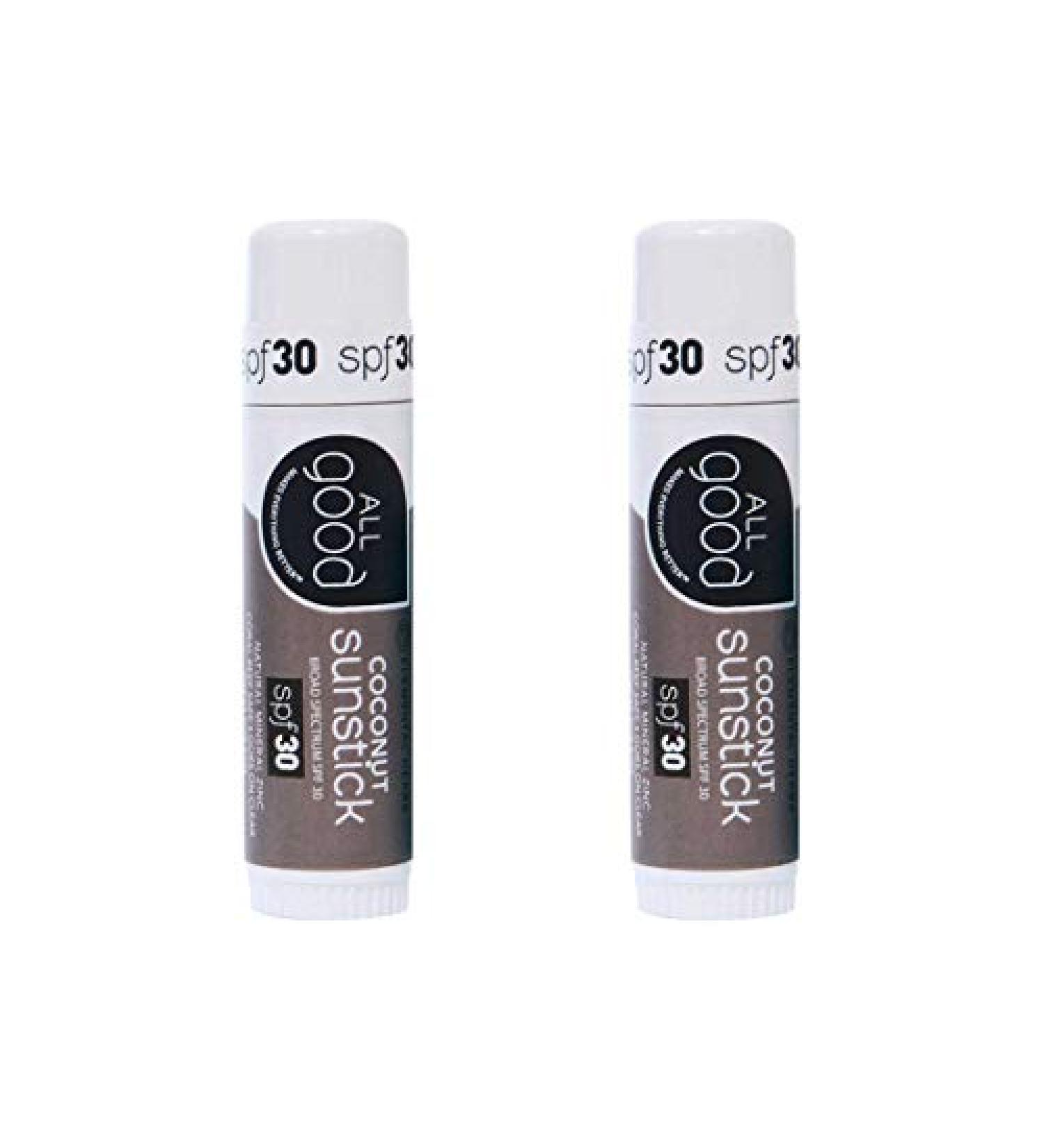All Good Sunstick Face Sunscreen SPF 30+ (2-Pack) - Water Resistant, Coral Reef Friendly - Beeswax, Zinc, Vitamin E, Shea Butter - Buy Online on SooperMarket.com